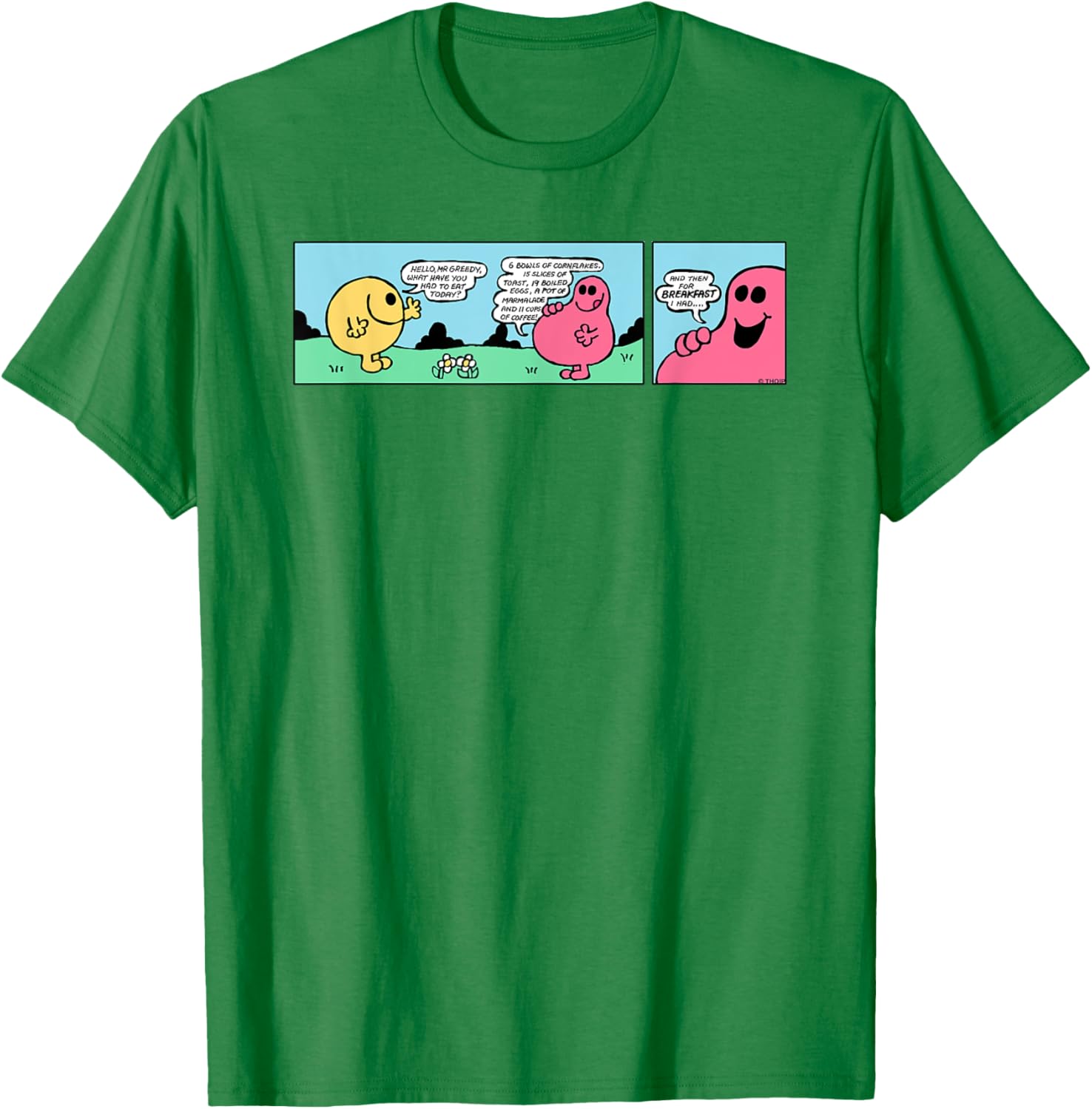 Mr Men Mr Greedy Retro Comic Book T-Shirt Colorful Fun Apparel - 3