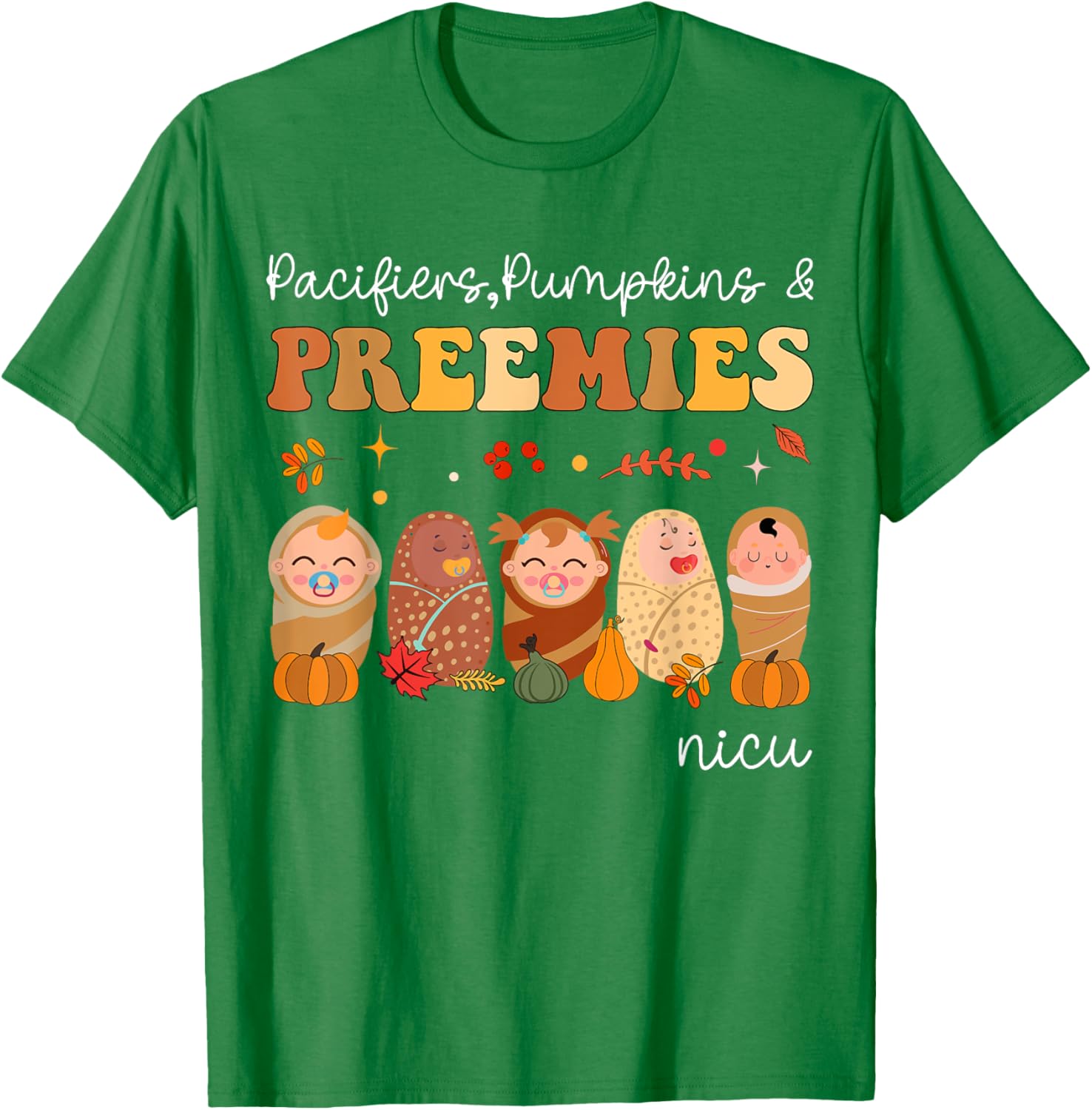 Cute Pumpkin Design NICU Nurse Halloween T-Shirt for Preemies and Caregivers - 4