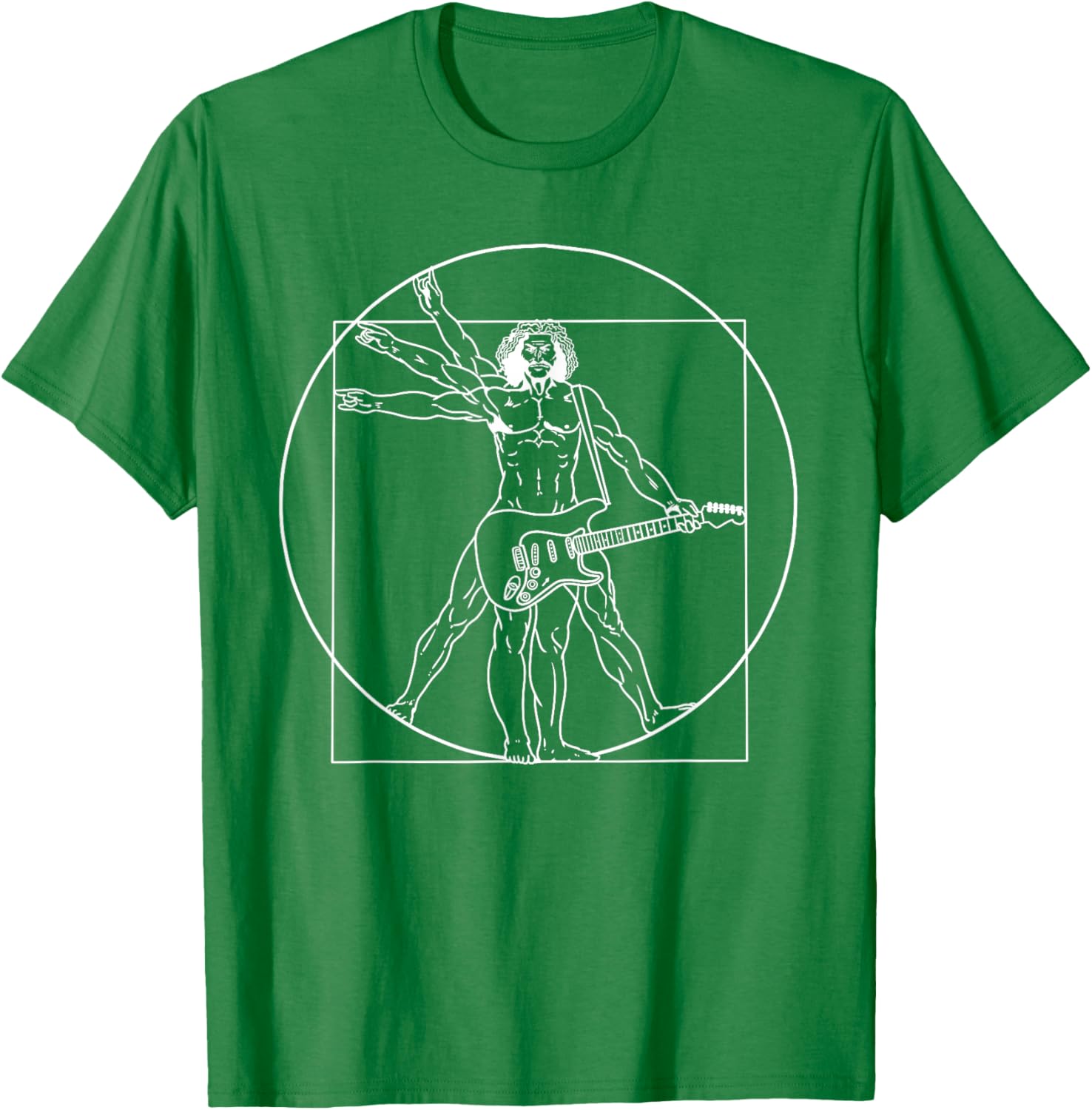 Guitar Da Vinci Vitruvian Man Musician T-Shirt for Guitar Lovers - 15
