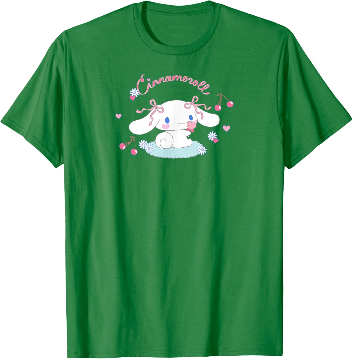 Cute SANRIO Cinnamoroll Cherry Love T-Shirt for All Seasons - White Small - 9