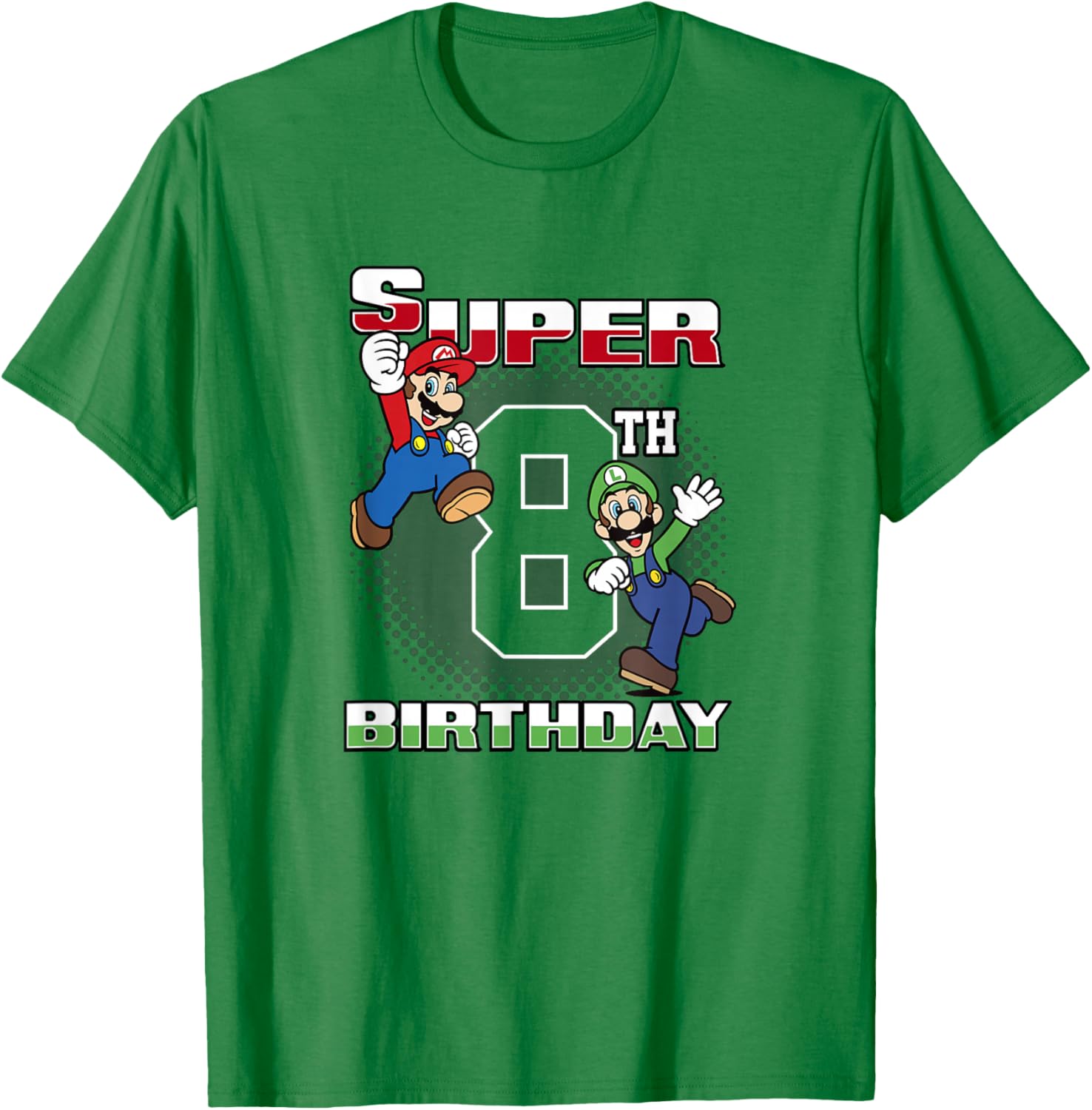 Super Mario Bros Birthday T-Shirt for 8th Birthday Fun with Mario & Luigi - 4