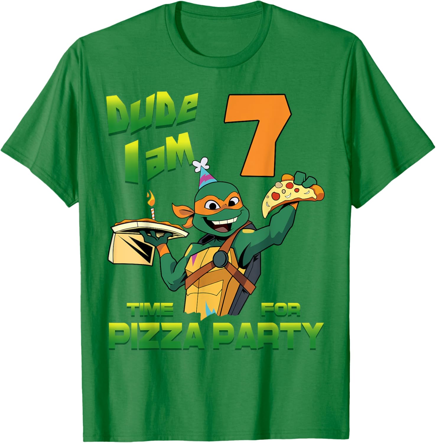 Mademark TMNT Birthday T-Shirt for Kids - Mikey Pizza Party 7 Years Old - 3