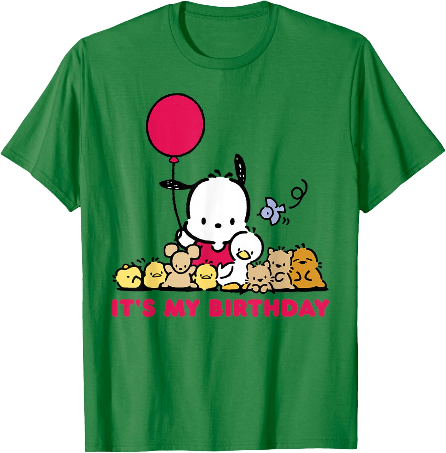 Pochacco Birthday T-Shirt for Adults, Grey Short Sleeve Classic Fit - 17