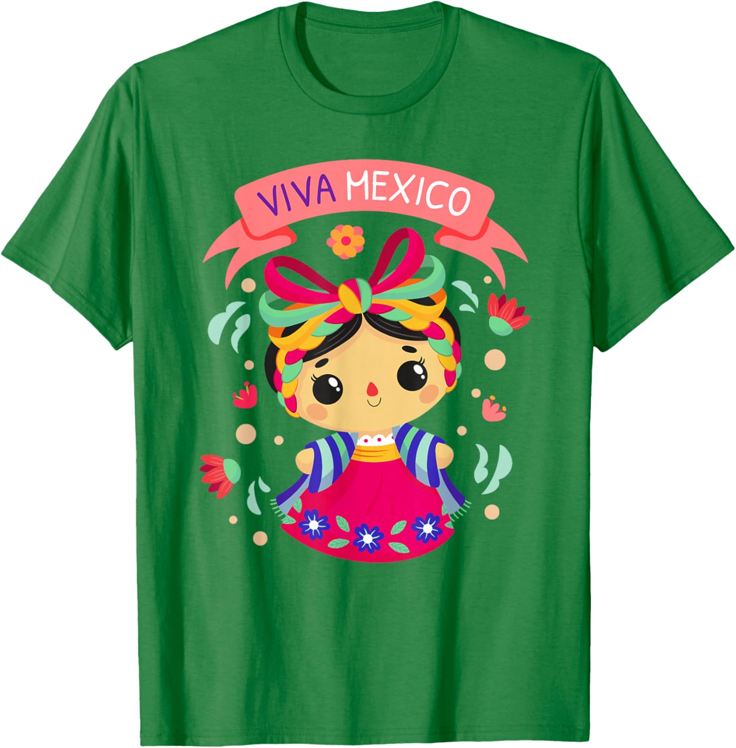 Viva Mexico Girls Floral Independence Day T-Shirt for Kids - 15