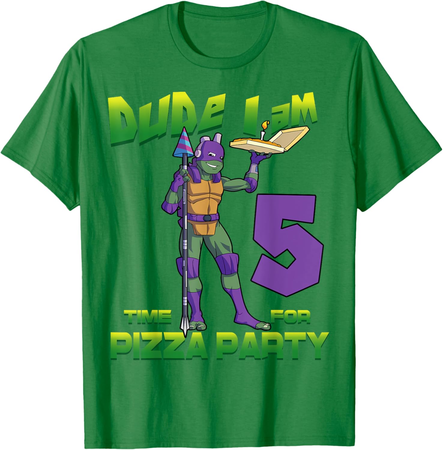 Mademark x TMNT Donnie Pizza Birthday T-Shirt for 5 Year Olds - 14