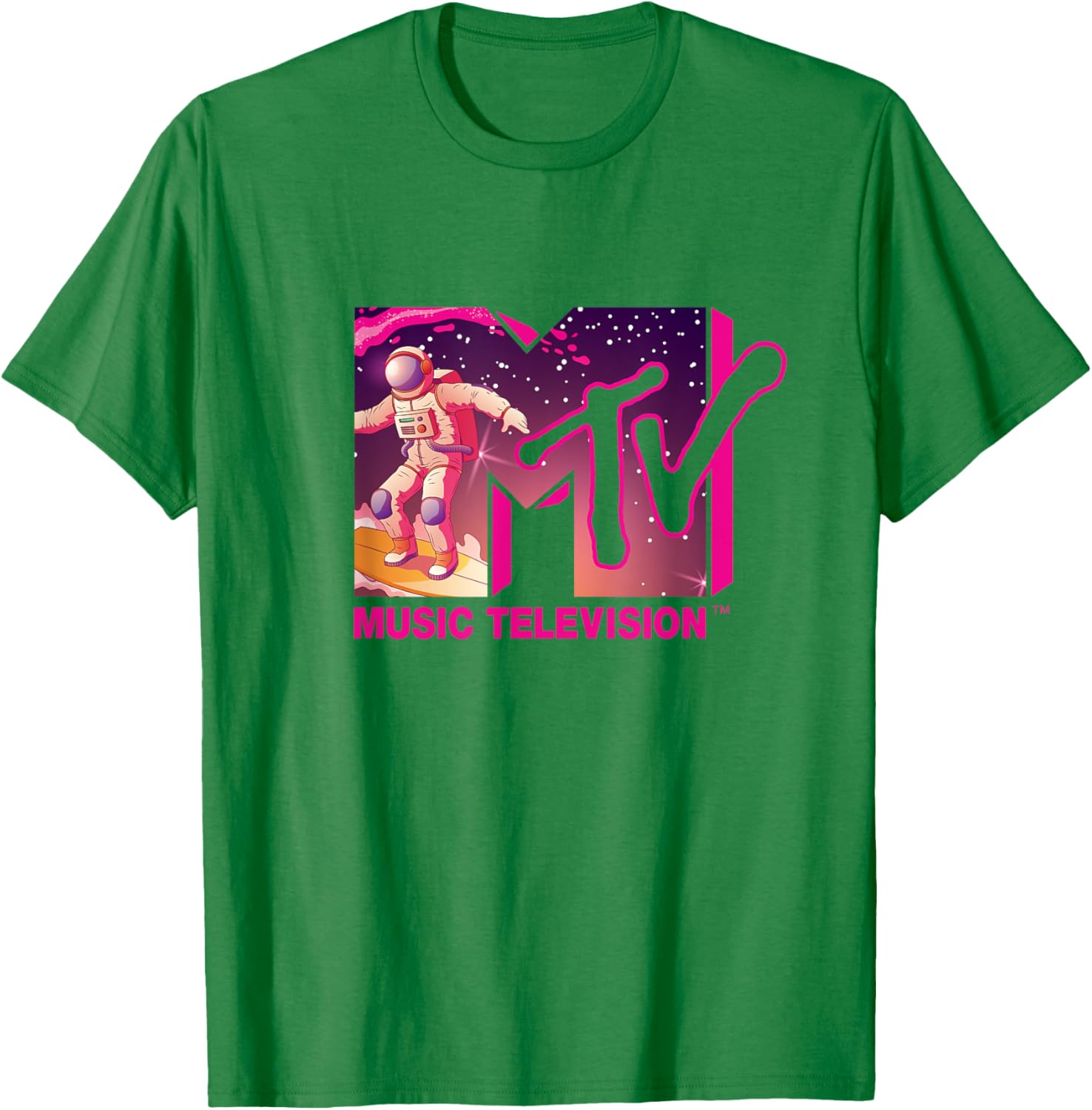 Mademark x MTV Surfing Astronaut Space T-Shirt - Official MTV Logo Tee - 6