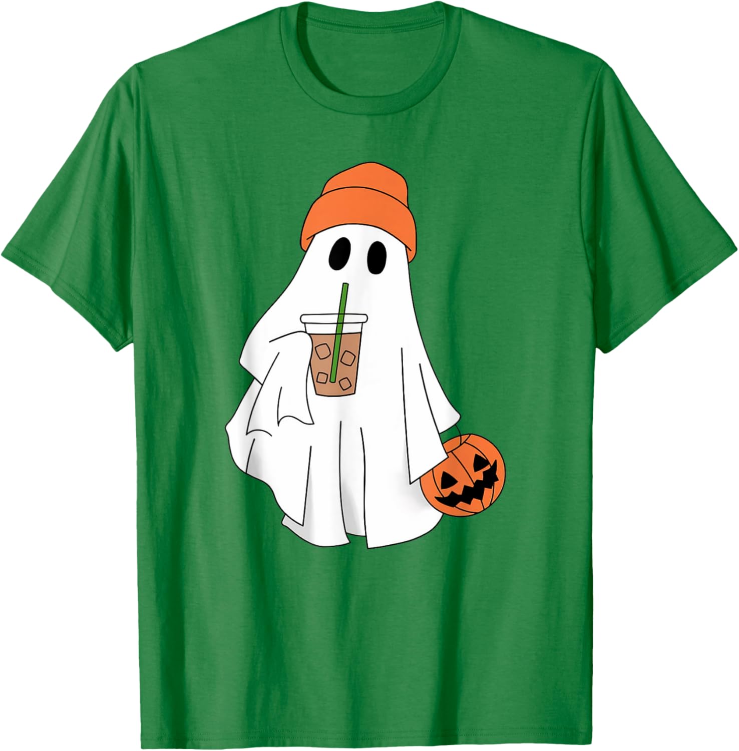 Halloween Ghost Drinking Coffee T-Shirt for Men and Women - 15