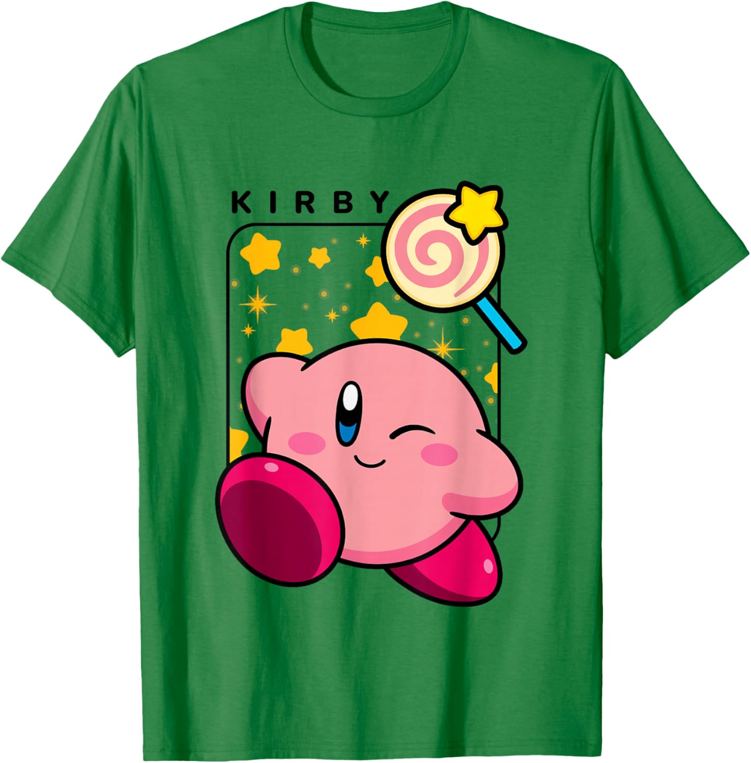 Cute Kirby Lollipop Stars Graphic T-Shirt for Nintendo Fans - 6