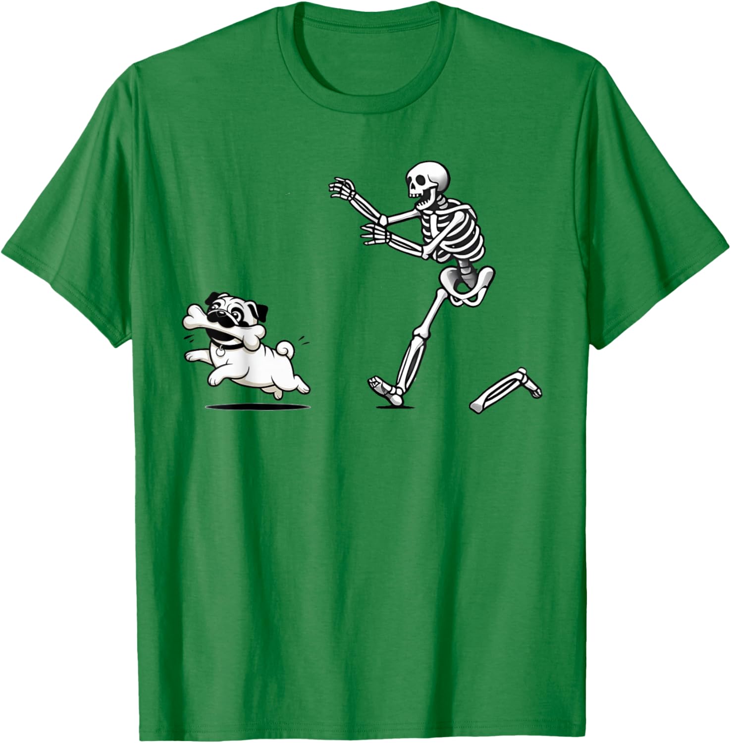 Funny Pug Stealing Bone from Skeleton T-Shirt for Dog Lovers - 9