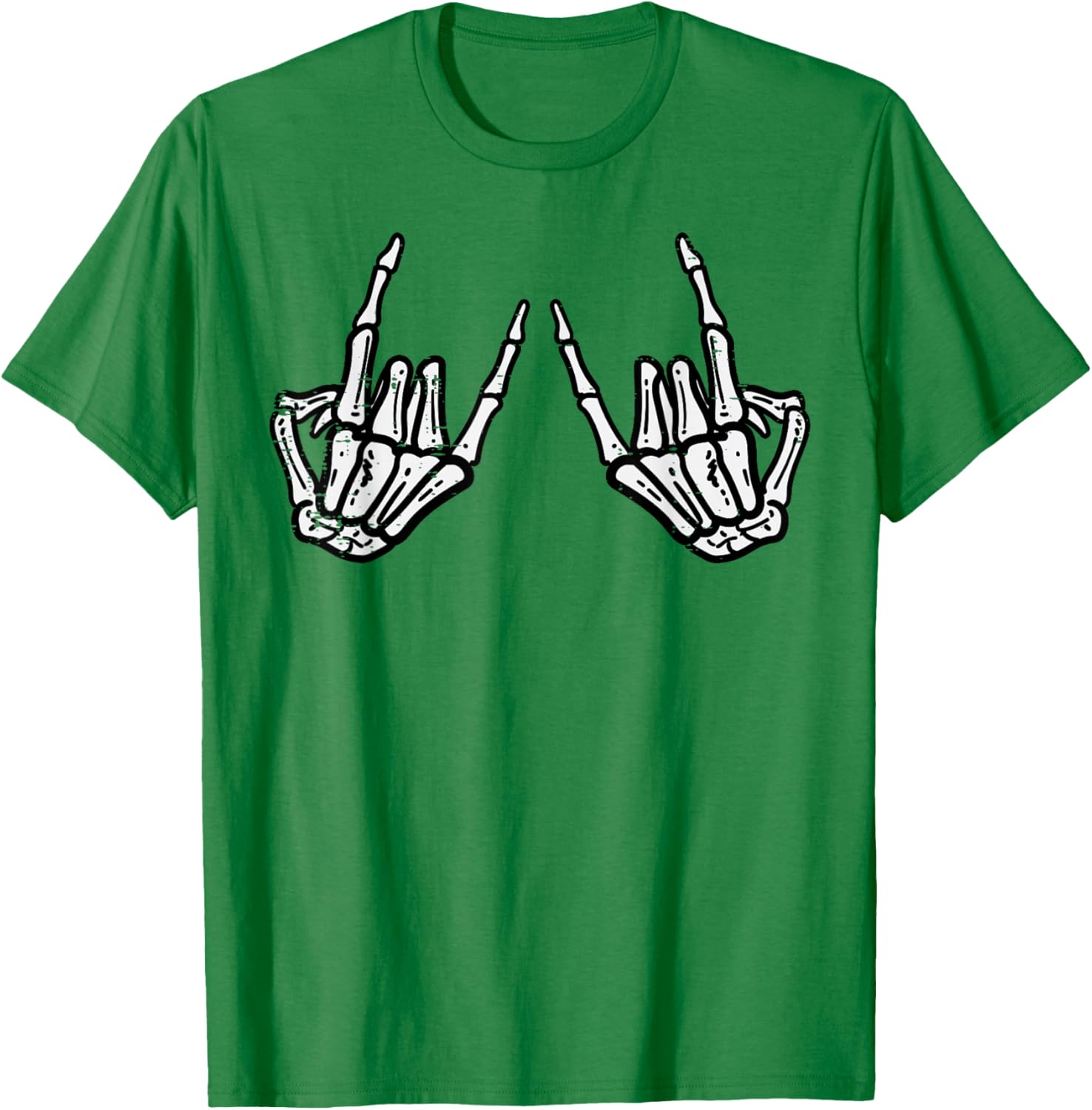 Rocker Hand Sign Skeleton Halloween T-Shirt for Men and Women - 7