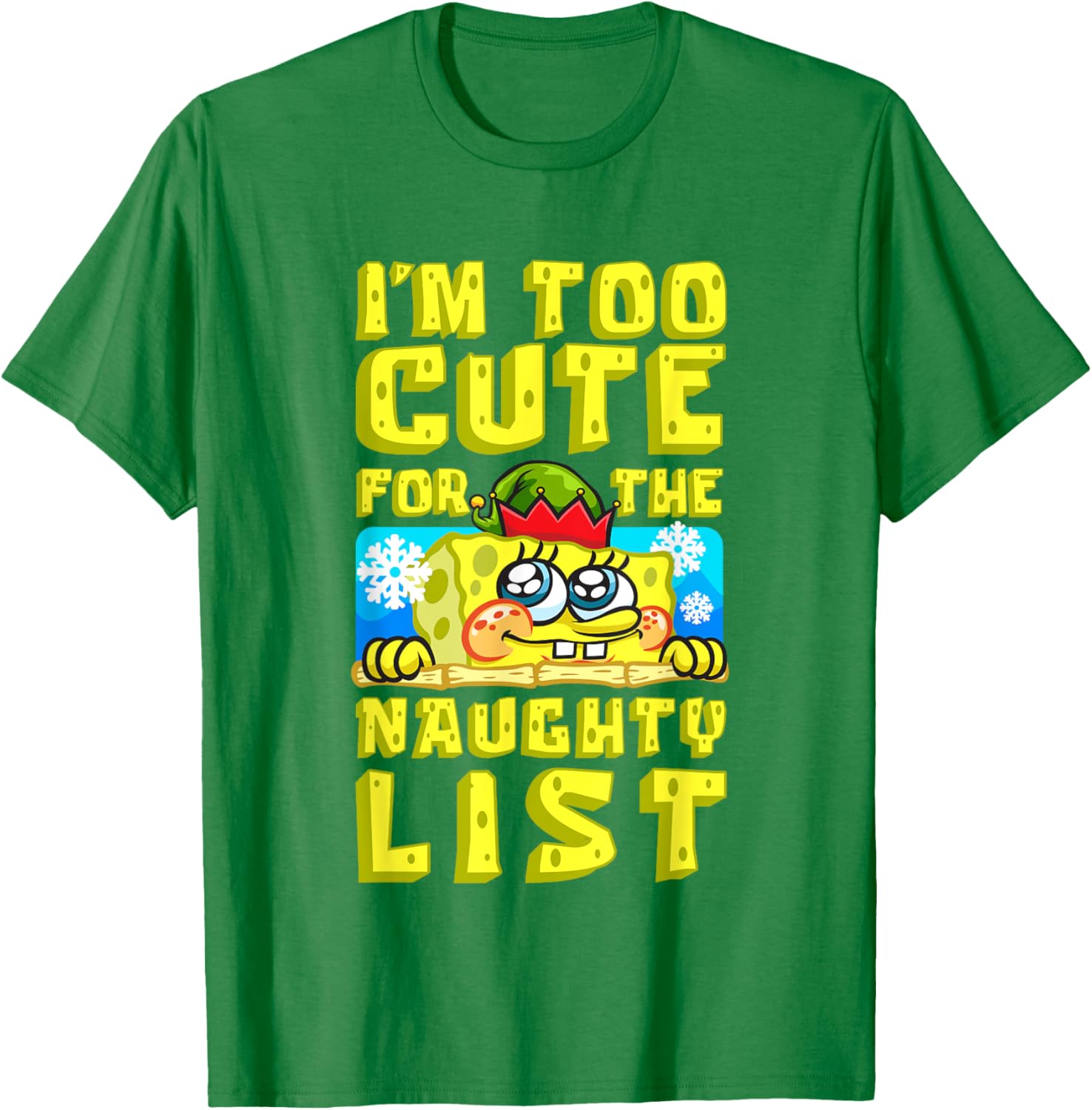 SpongeBob Christmas I'm Too Cute for the Naughty List T-Shirt Gift - 3
