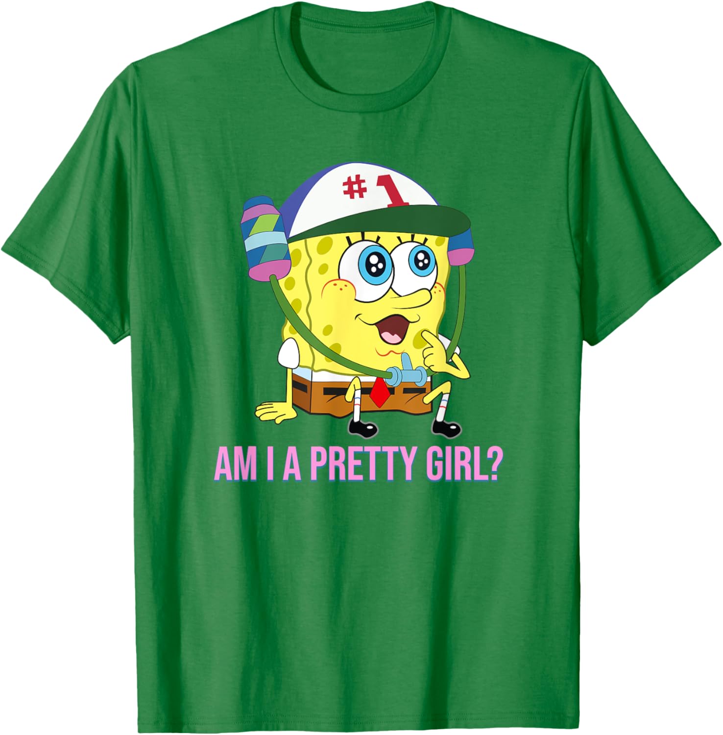 Cute SpongeBob SquarePants Am I a Pretty Girl T-Shirt for Fun Fashion - 15