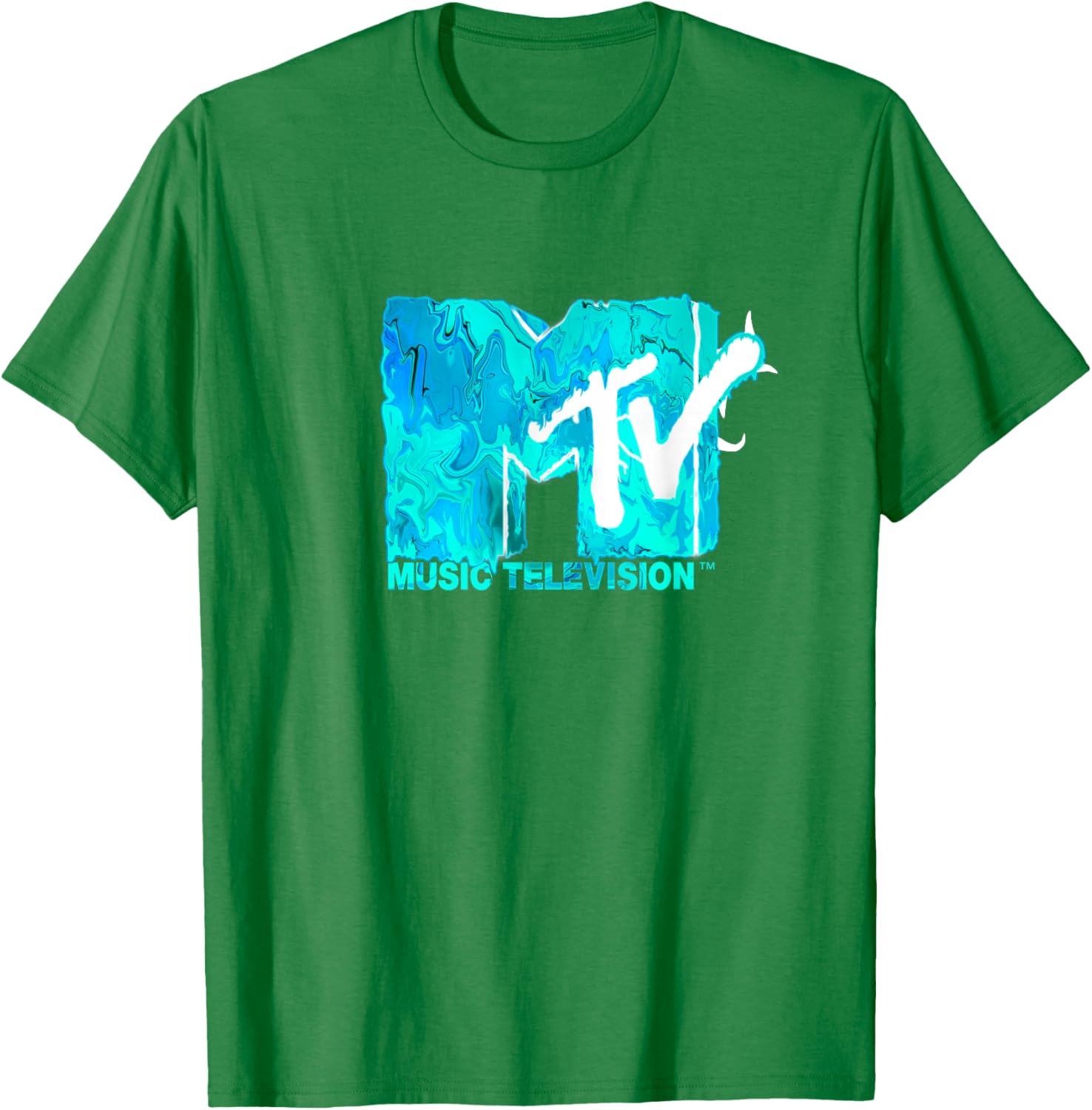 Mademark x MTV Green Blue Liquid Flow Logo T-Shirt for Trendy Style - 2