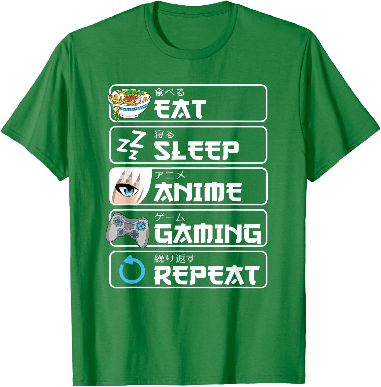 Eat Sleep Anime Gaming Repeat T-Shirt for Otaku Boys and Men - 11