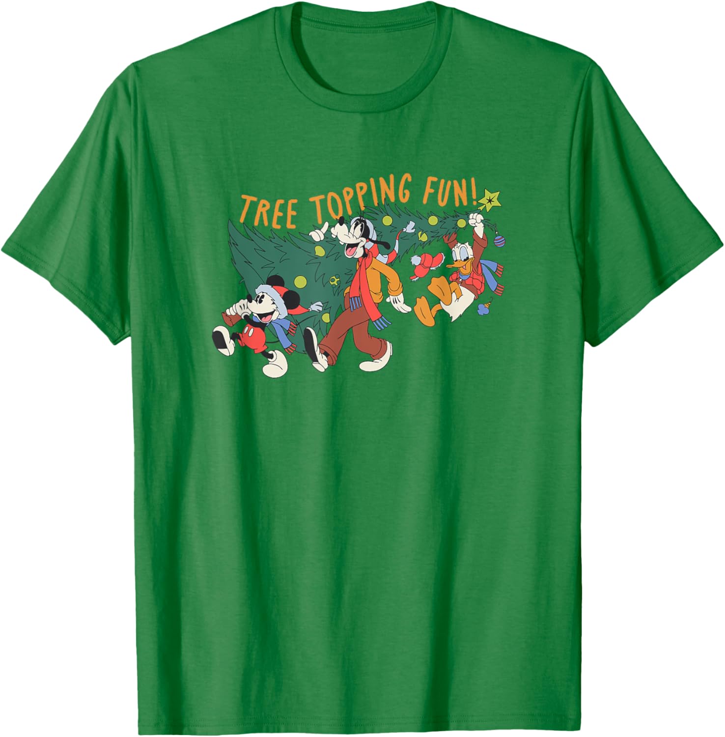 Mickey Mouse Goofy Donald Christmas Tree Topping T-Shirt for Men - 2
