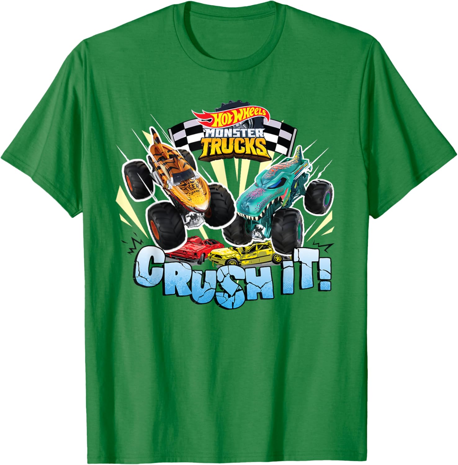 Hot Wheels Monster Trucks Crush It T-Shirt for Kids Fun and Style - 9