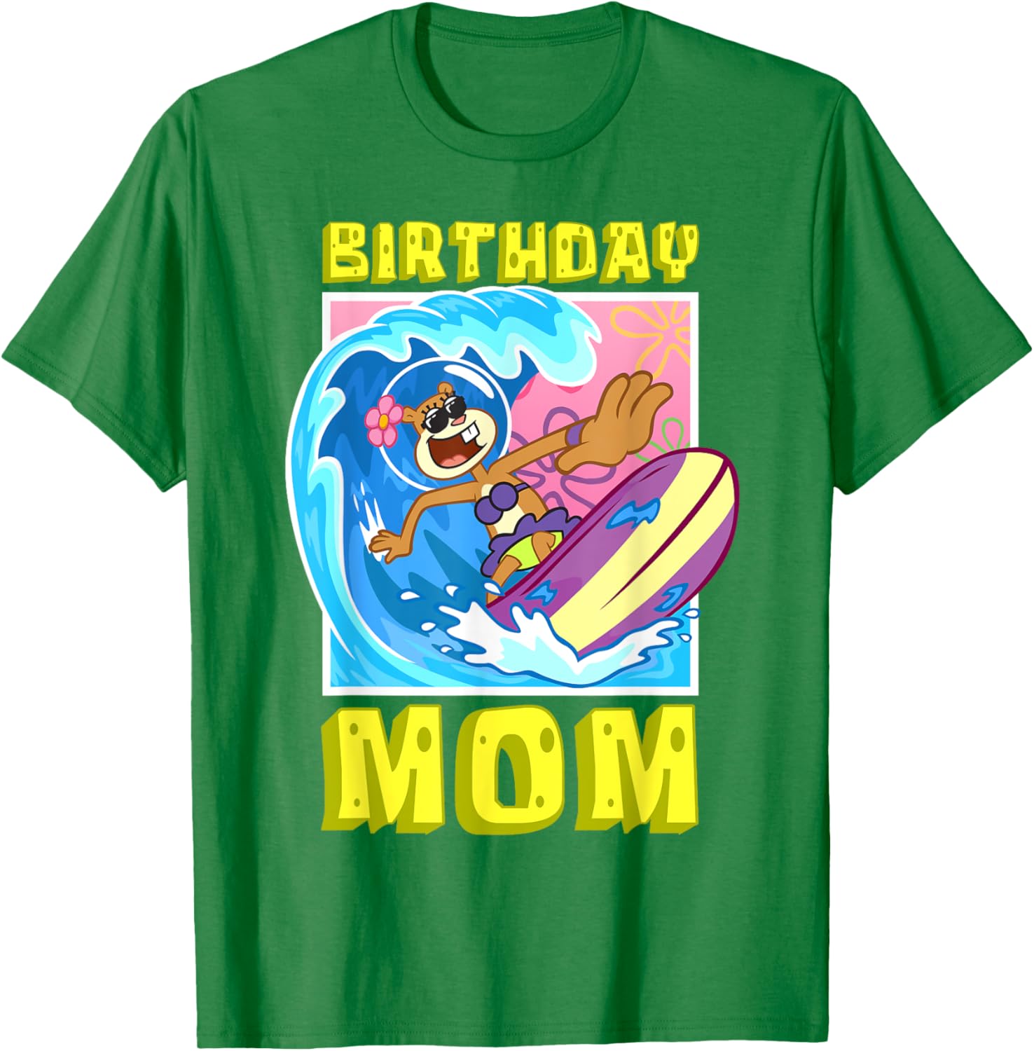 Sandy Birthday Mom Surfing SpongeBob T-Shirt Cool Gift for Moms - 2
