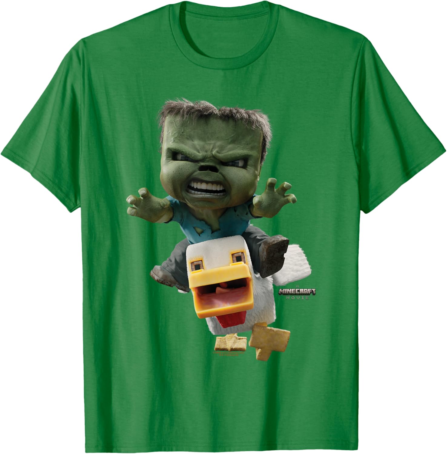 Cool Minecraft Movie Chicken Jockey Baby Zombie Attack T-Shirt for Kids - 14