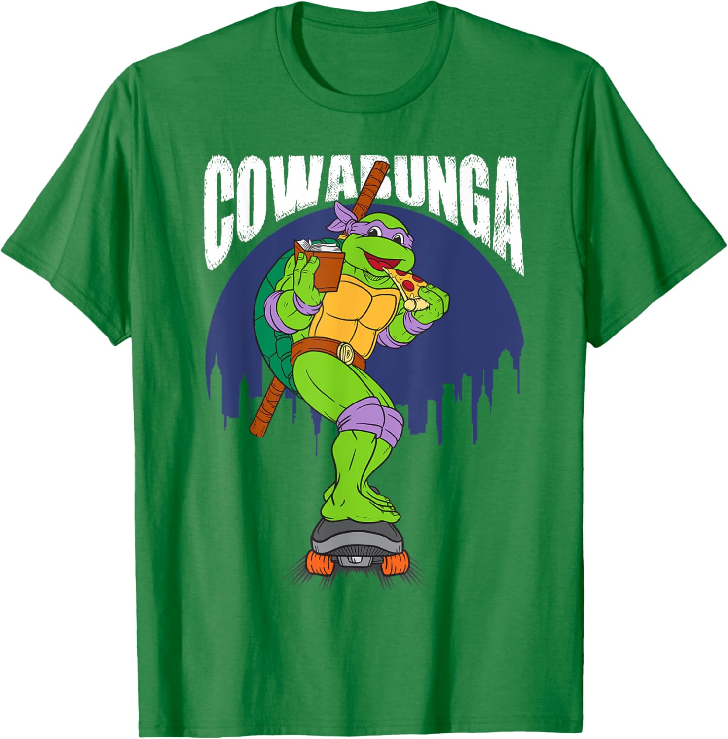 Cowabunga Donatello on Skates Pizza T-Shirt for TMNT Fans - 19