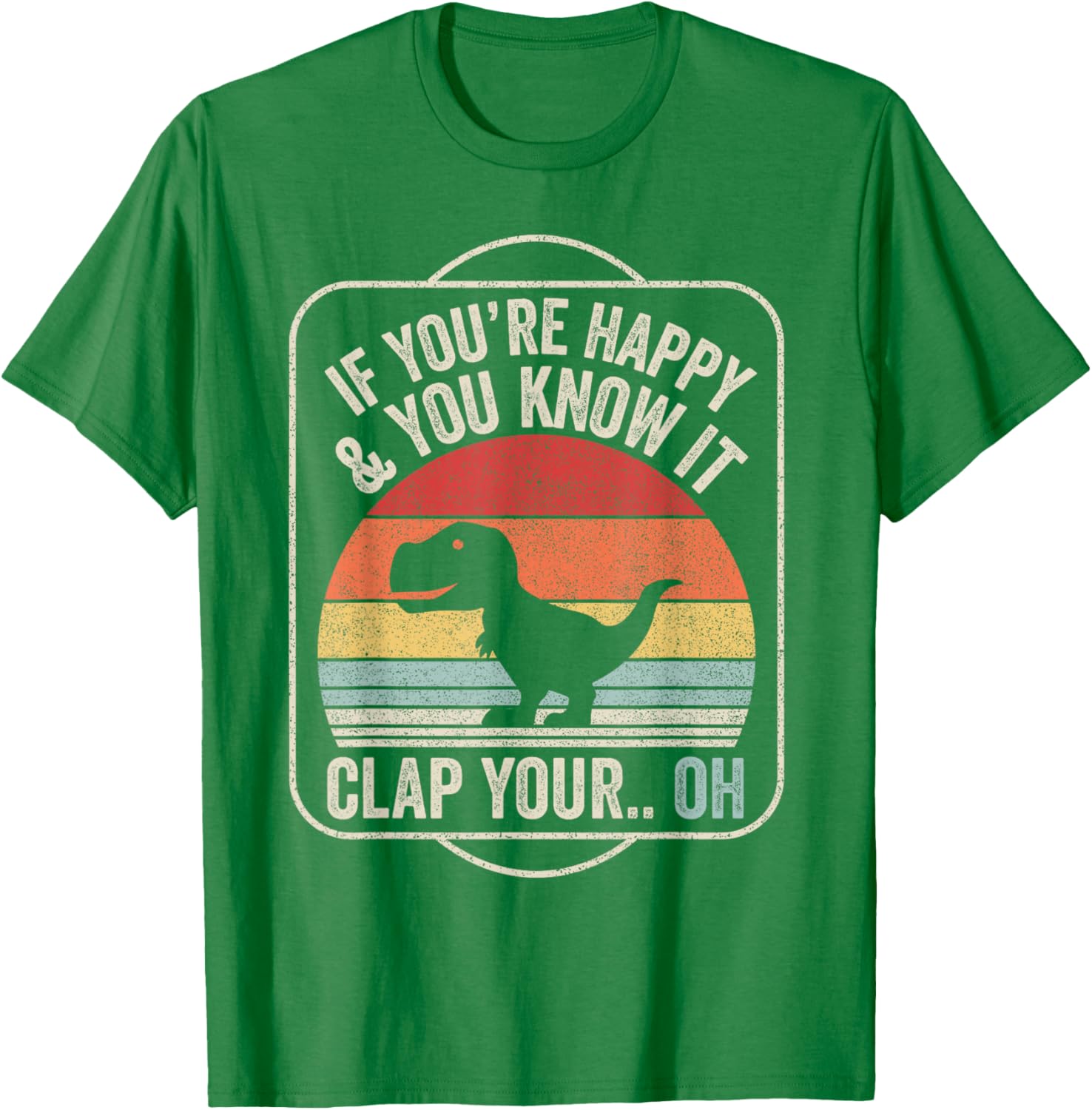 Catch Some Rays T-Rex Happy Dino Vintage Black Short Sleeve T-Shirt - 3