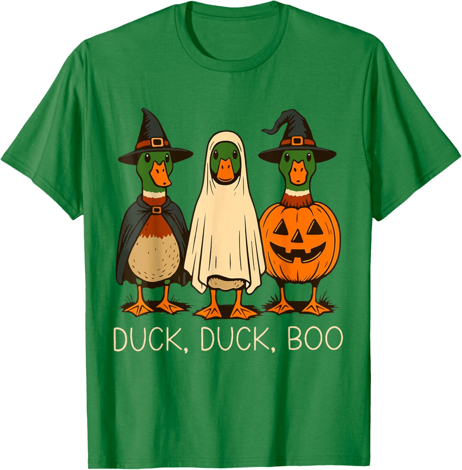 Cute Duck Duck Boo Halloween Pumpkin T-Shirt for Fall Fun - 3