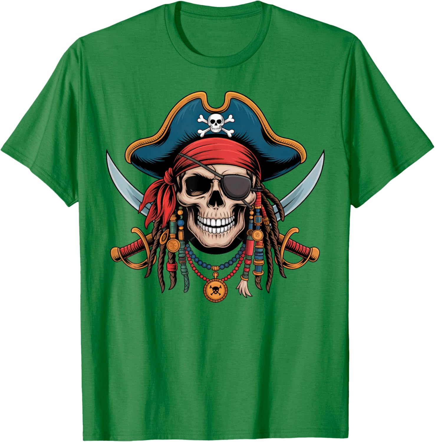 Pirate Skull and Crossbones Skeleton Halloween T-Shirt for Men and Boys - 18