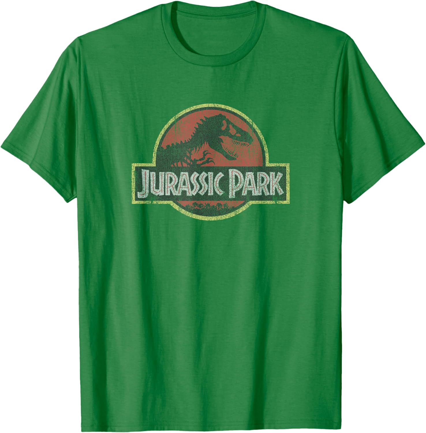 Classic Jurassic Park Retro Red Distressed Logo T-Shirt for Fans - 4