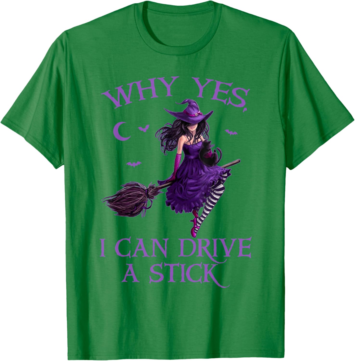 Funny Witch T-Shirt for Women - Why Yes I Can Drive a Stick Halloween Tee - 6