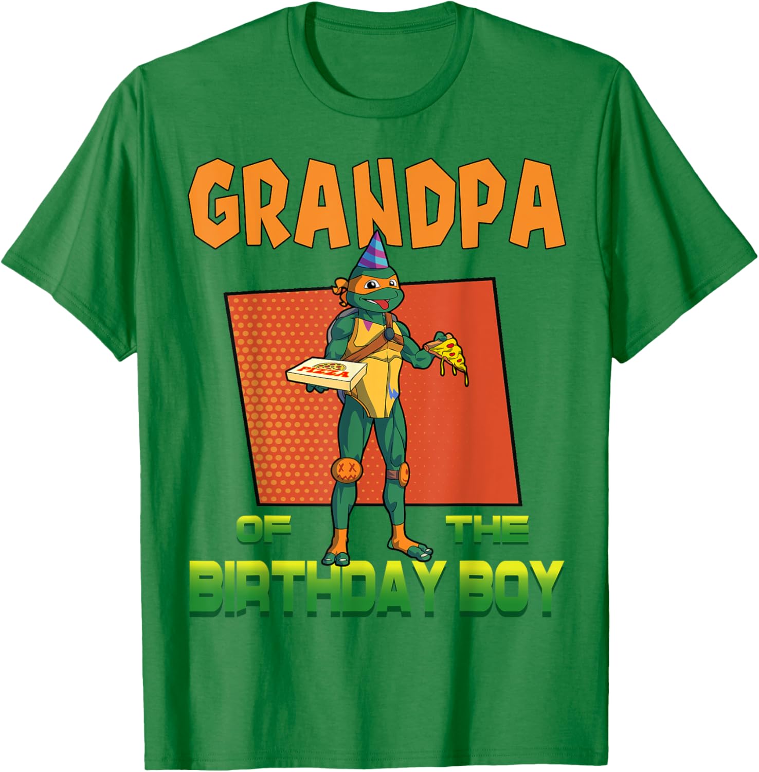Mademark X TMNT Mikey Grandpa Birthday Pizza Party T-Shirt for Kids - 15