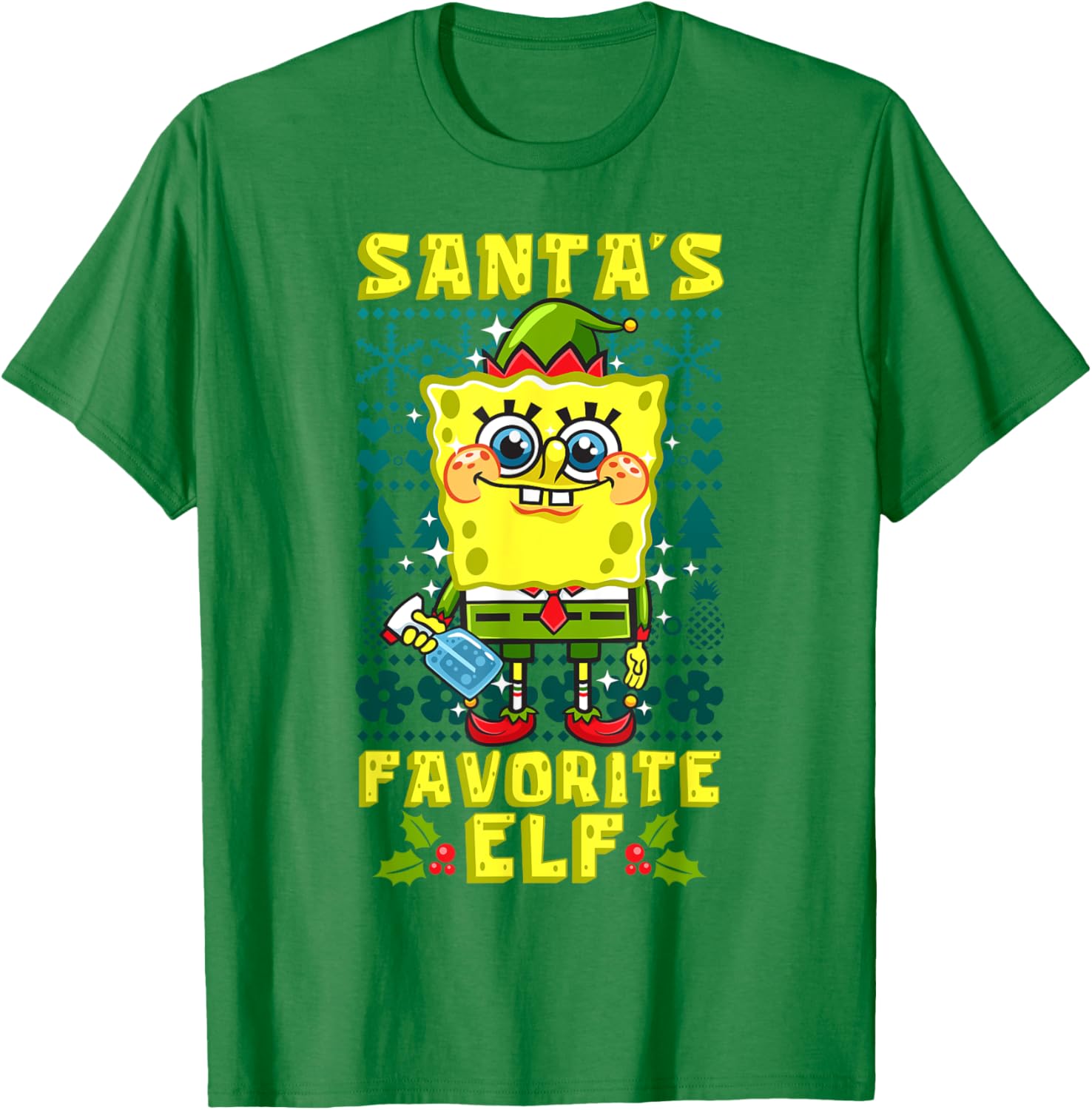 Mademark SpongeBob SquarePants Xmas Elf Matching T-Shirt for Holiday Cheer - 11