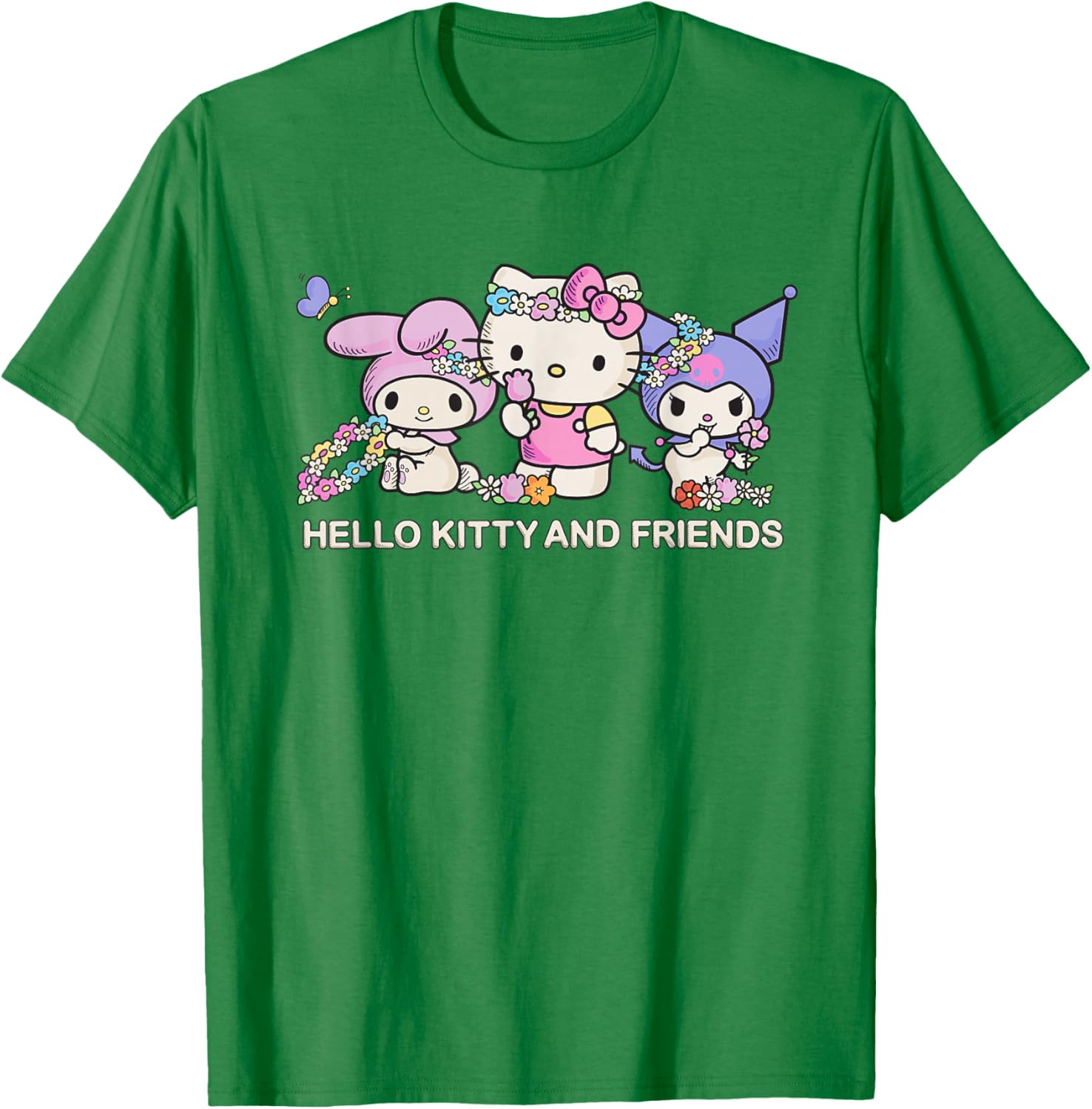 Hello Kitty and Friends Flower Crowns T-Shirt in Black for Kids Small - 11