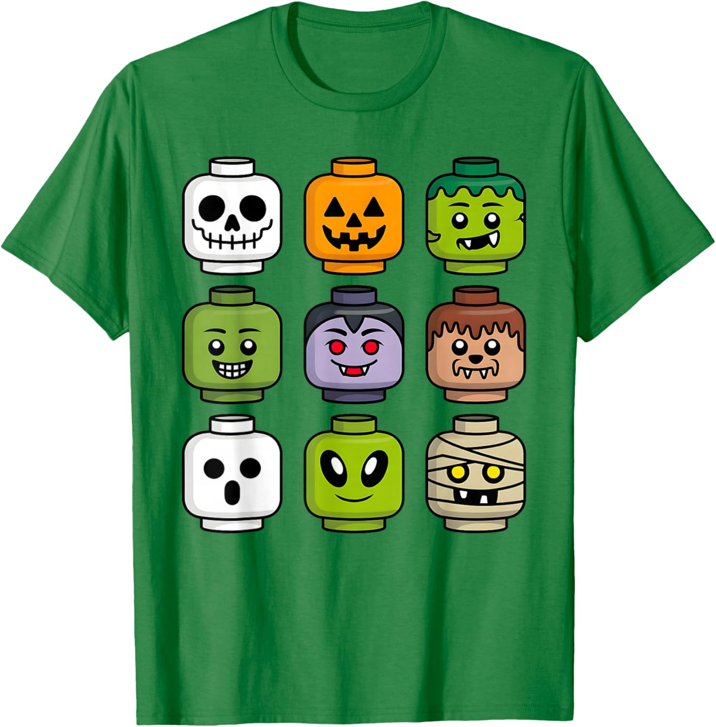 Halloween Building Brick T-Shirt for Boys with Pumpkin Ghost and Zombie Design - 6