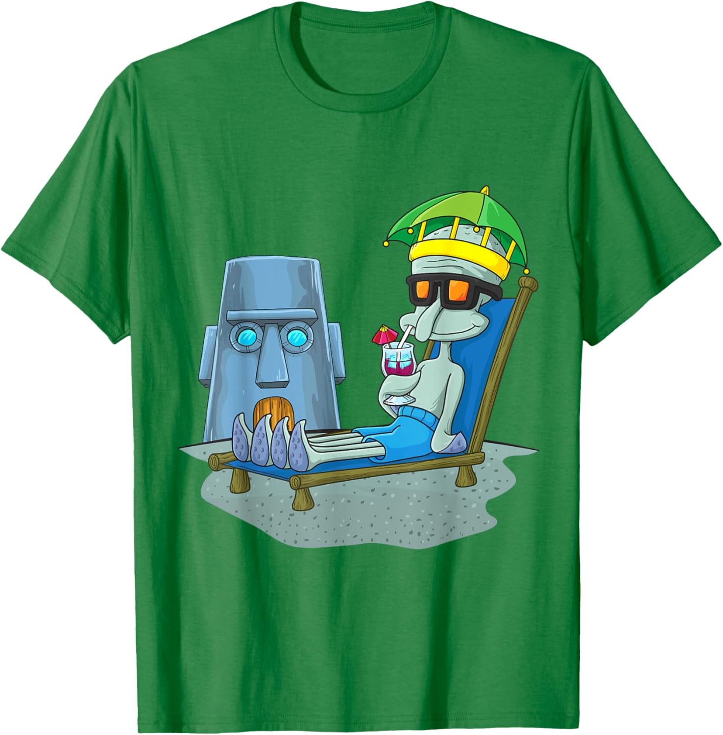 Mademark x SpongeBob SquarePants Squidward Sunbathing T-Shirt for Fans - 17