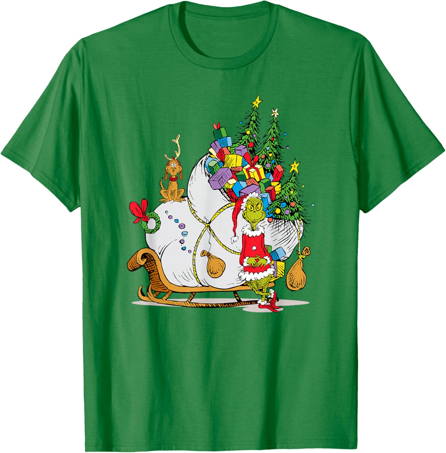 Dr. Seuss Grinch Sleigh T-Shirt - Fun Christmas Apparel for Everyone - 2