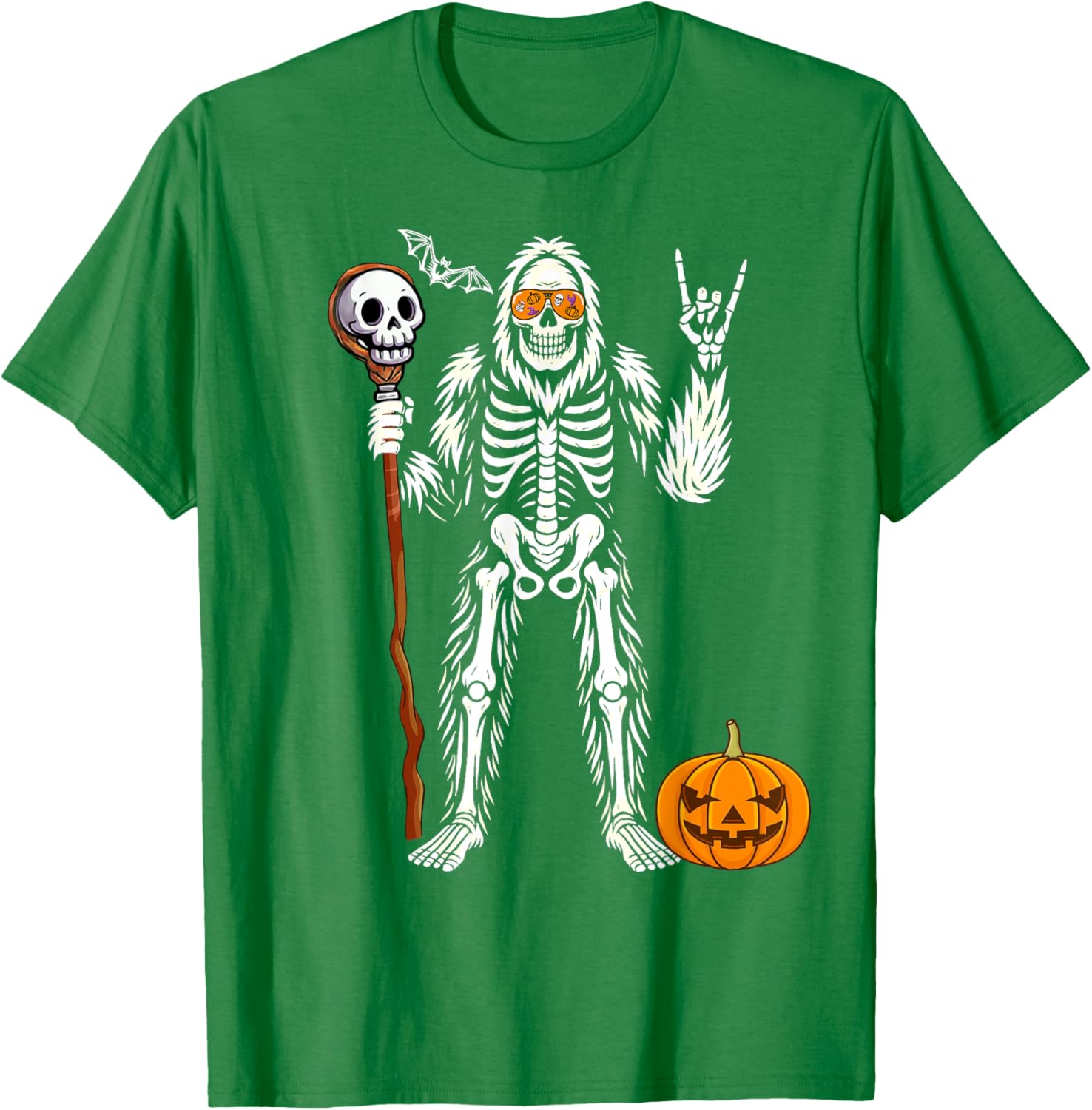 Halloween Skeleton Bigfoot Pumpkin Skull T-Shirt for Men and Boys - 7