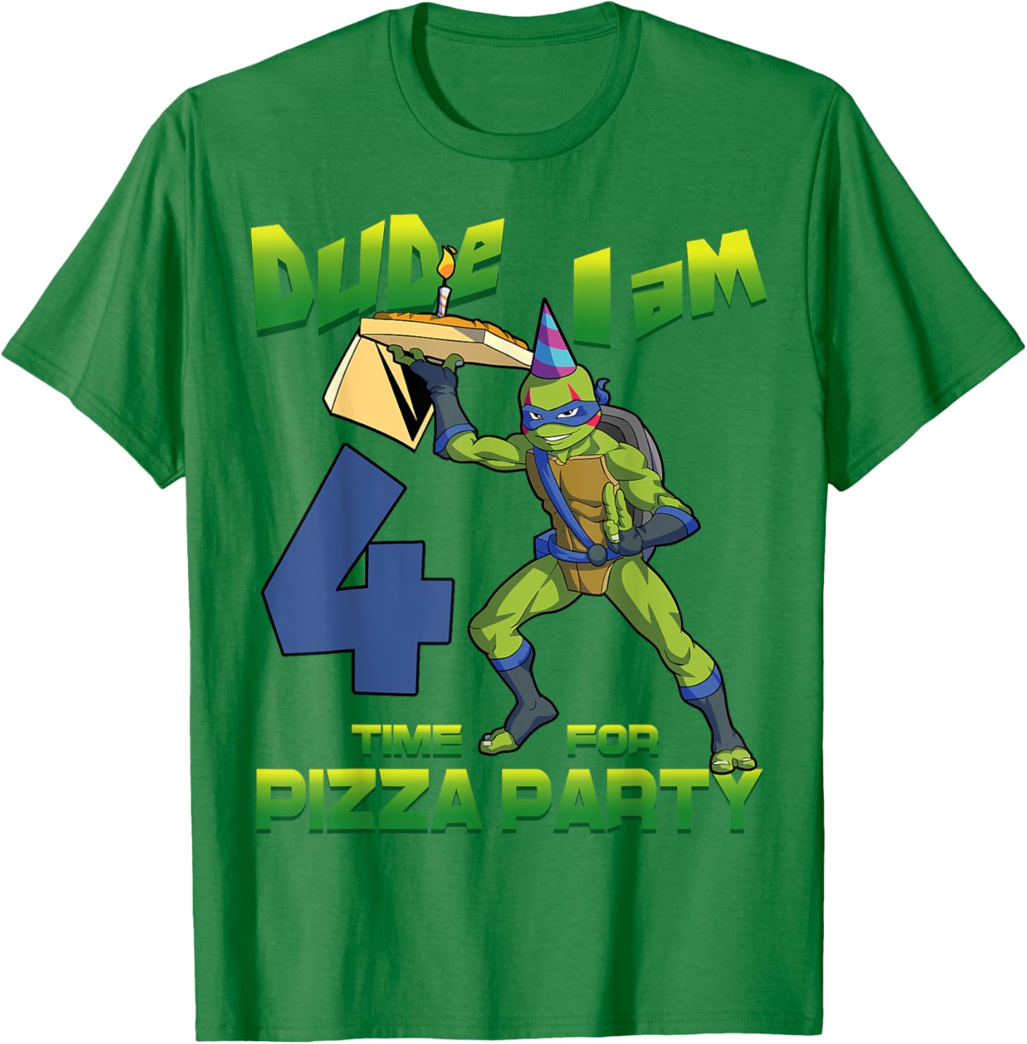 TMNT Leo Pizza Birthday Party T-Shirt for 4 Year Olds - Fun Design - 11
