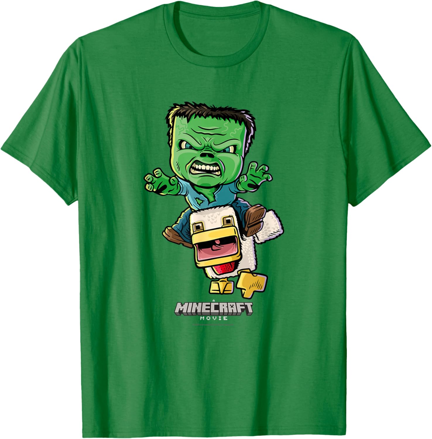 Minecraft Chicken Jockey Baby Zombie Animated T-Shirt for Kids and Fans - 19