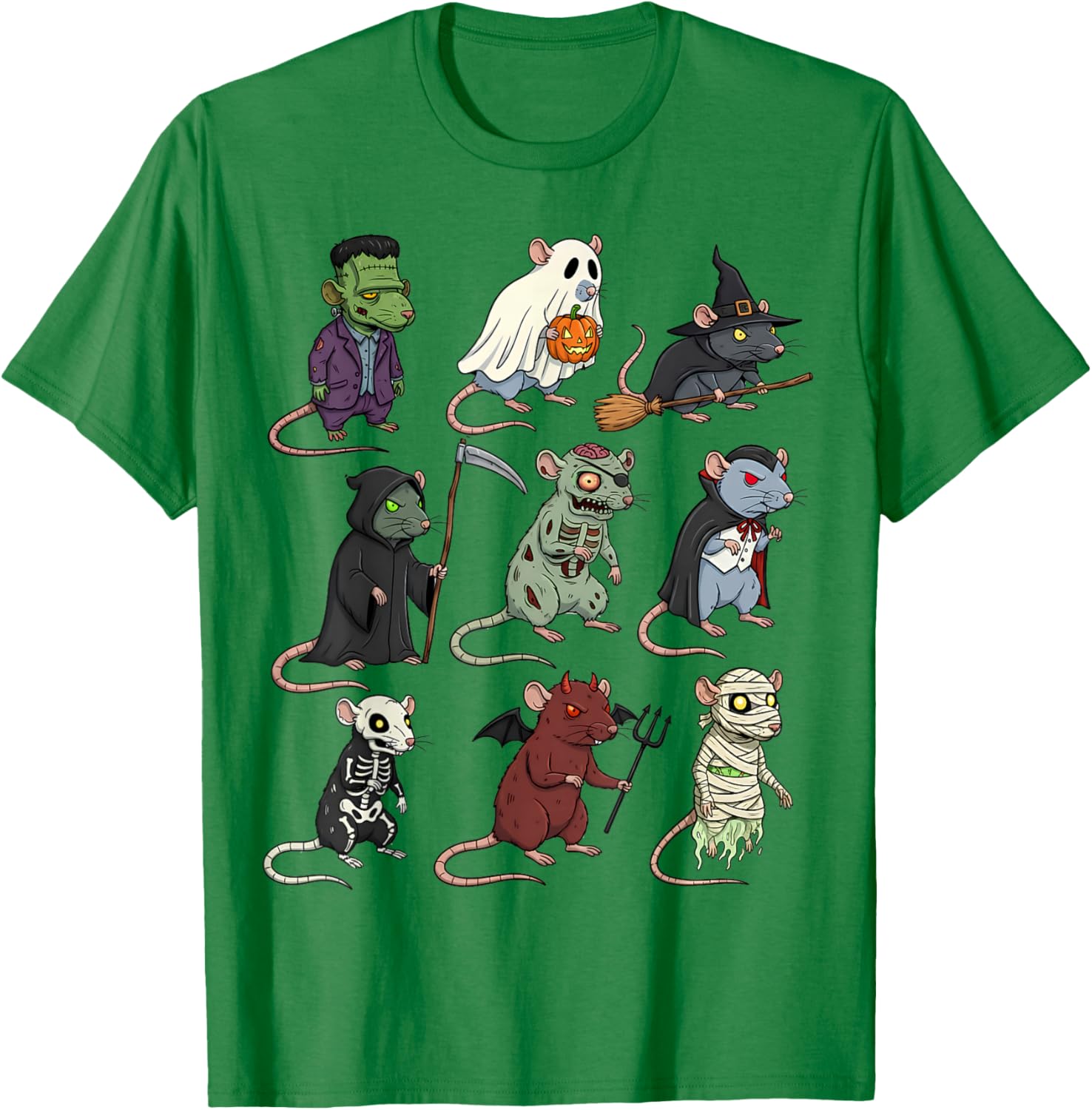 Spooky Witch Zombie Rat Halloween T-Shirt for Boys and Girls - 26
