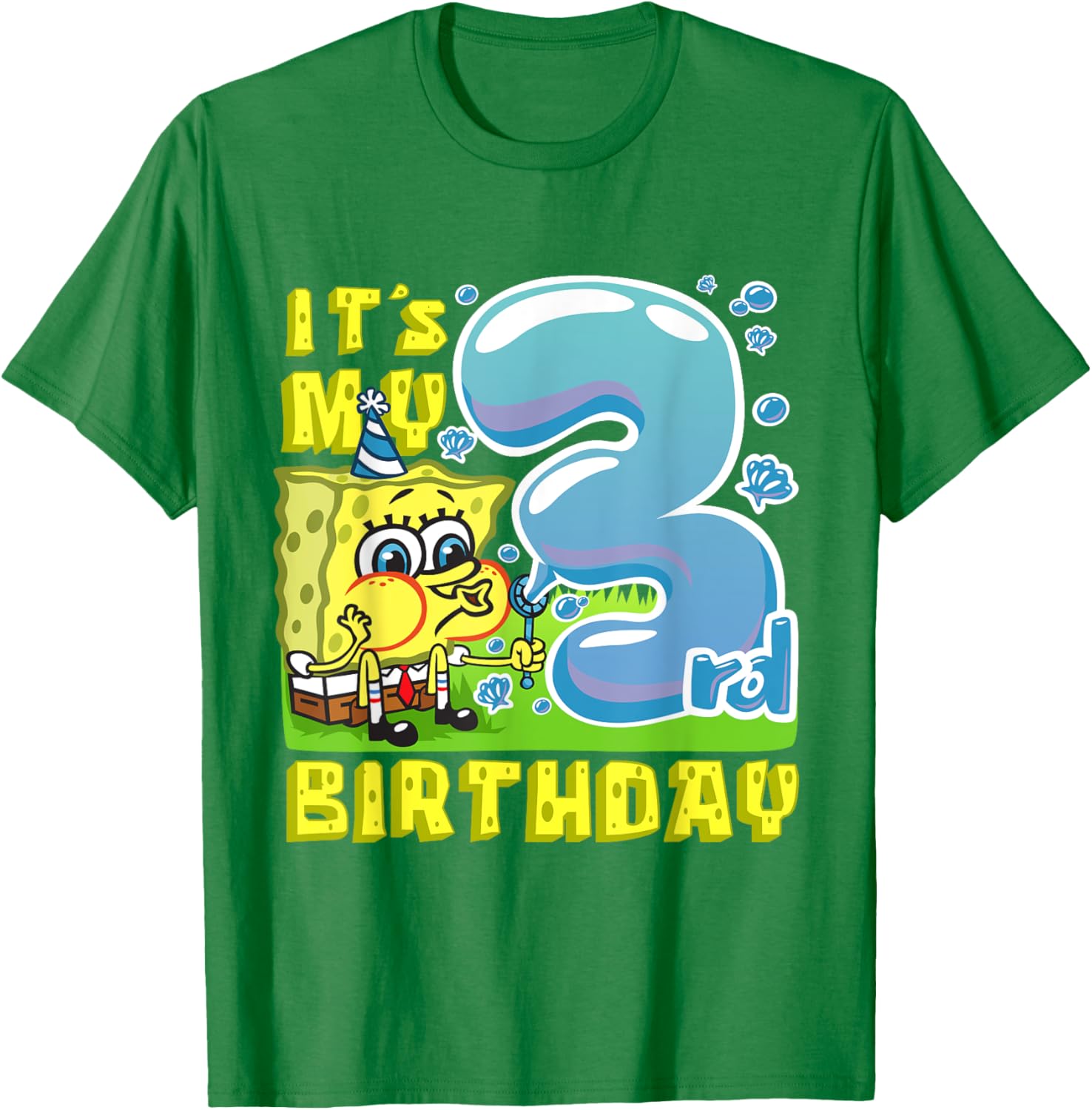Mademark SpongeBob Third Birthday T-Shirt for Boys and Girls - 1
