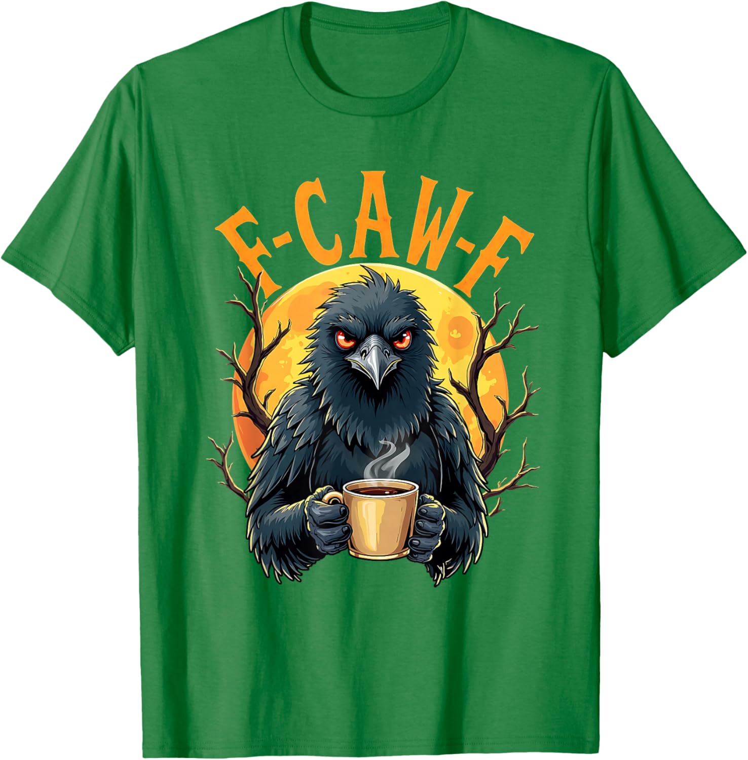 Funny Coffee Crow Gothic Raven F Caw Halloween T-Shirt for Spooky Fun - 22