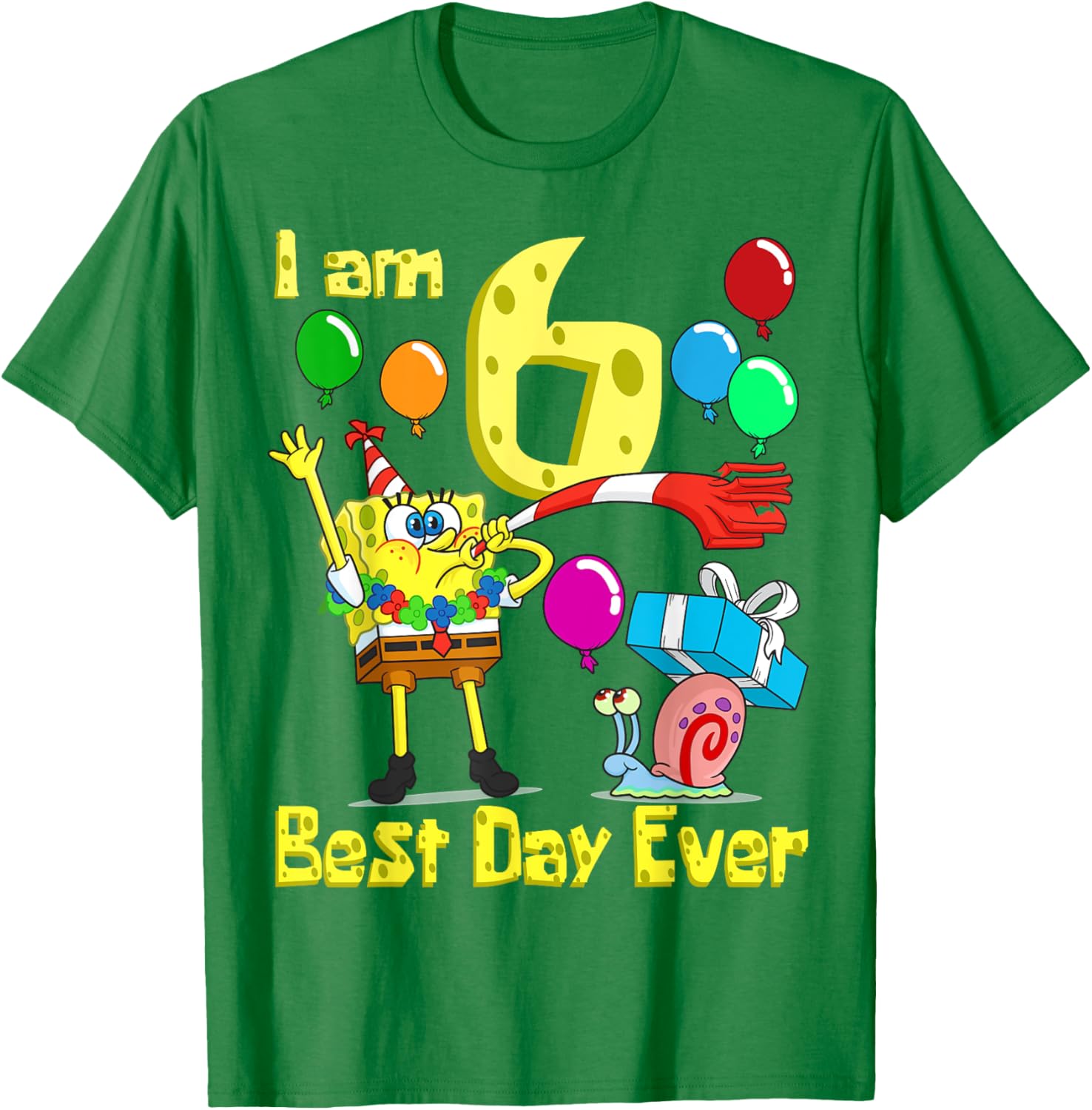SpongeBob SquarePants Birthday T-Shirt for 6 Year Olds Fun Party Wear - 7