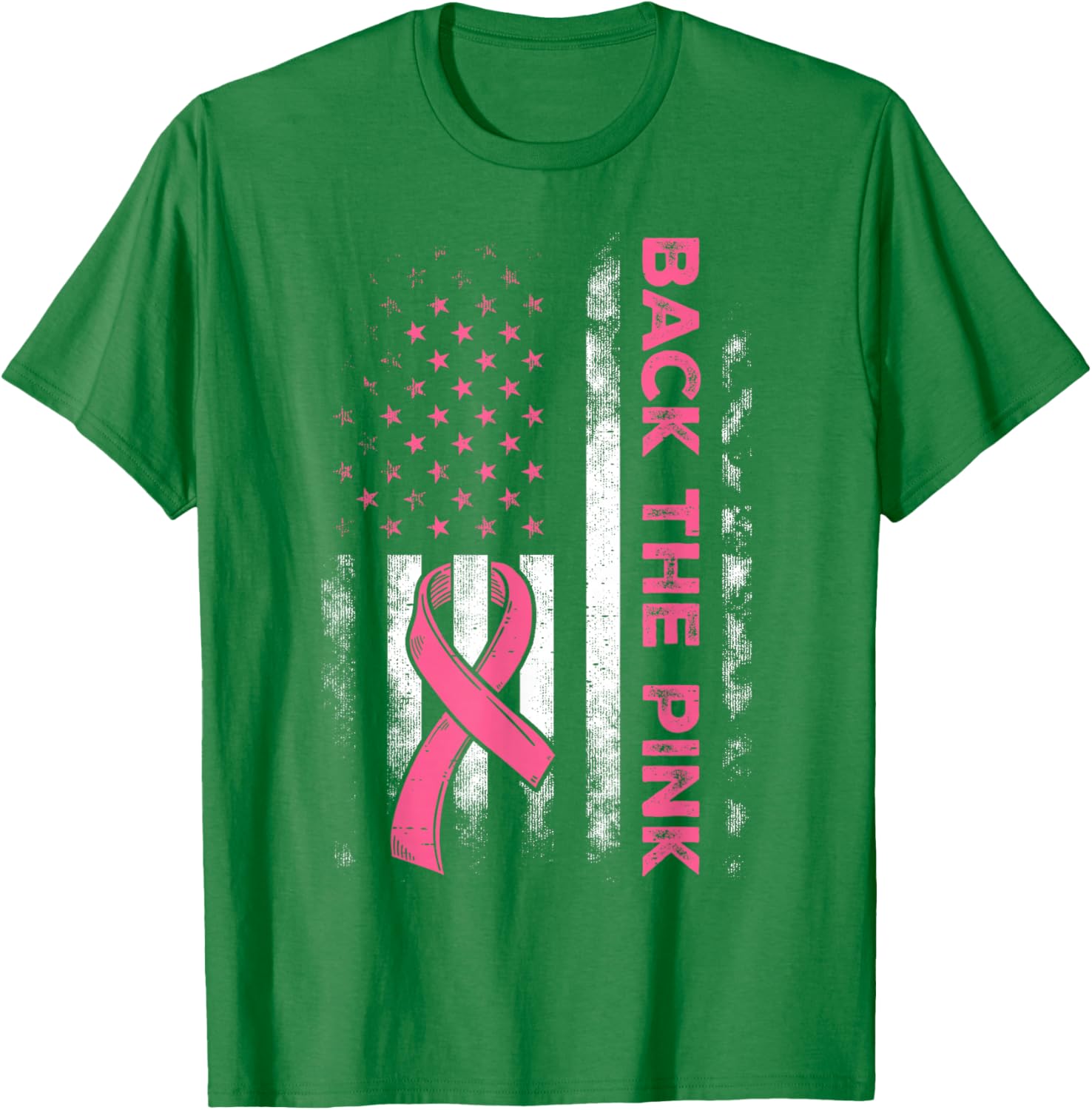 Back The Pink US Flag Breast Cancer Awareness T-Shirt for All Ages - 3