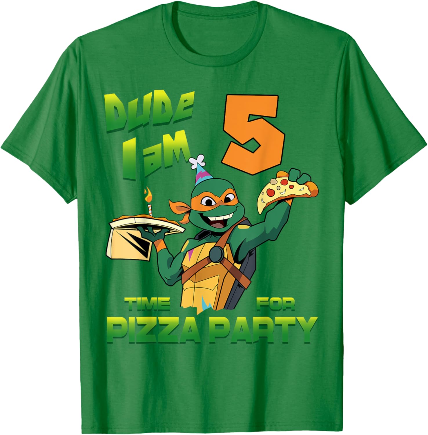 Mademark Teenage Mutant Ninja Turtles Mikey Pizza Birthday T-Shirt for Kids - 15