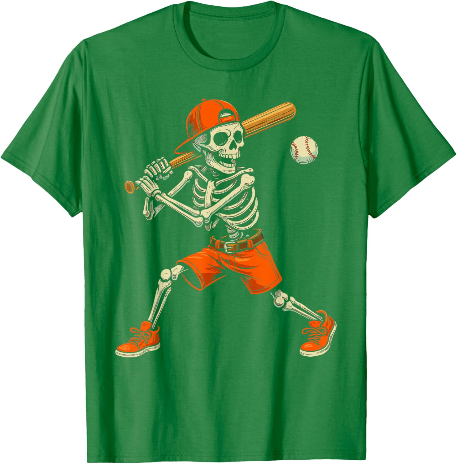 Funny Skeleton Baseball Halloween Costume T-Shirt for Kids and Men - 4
