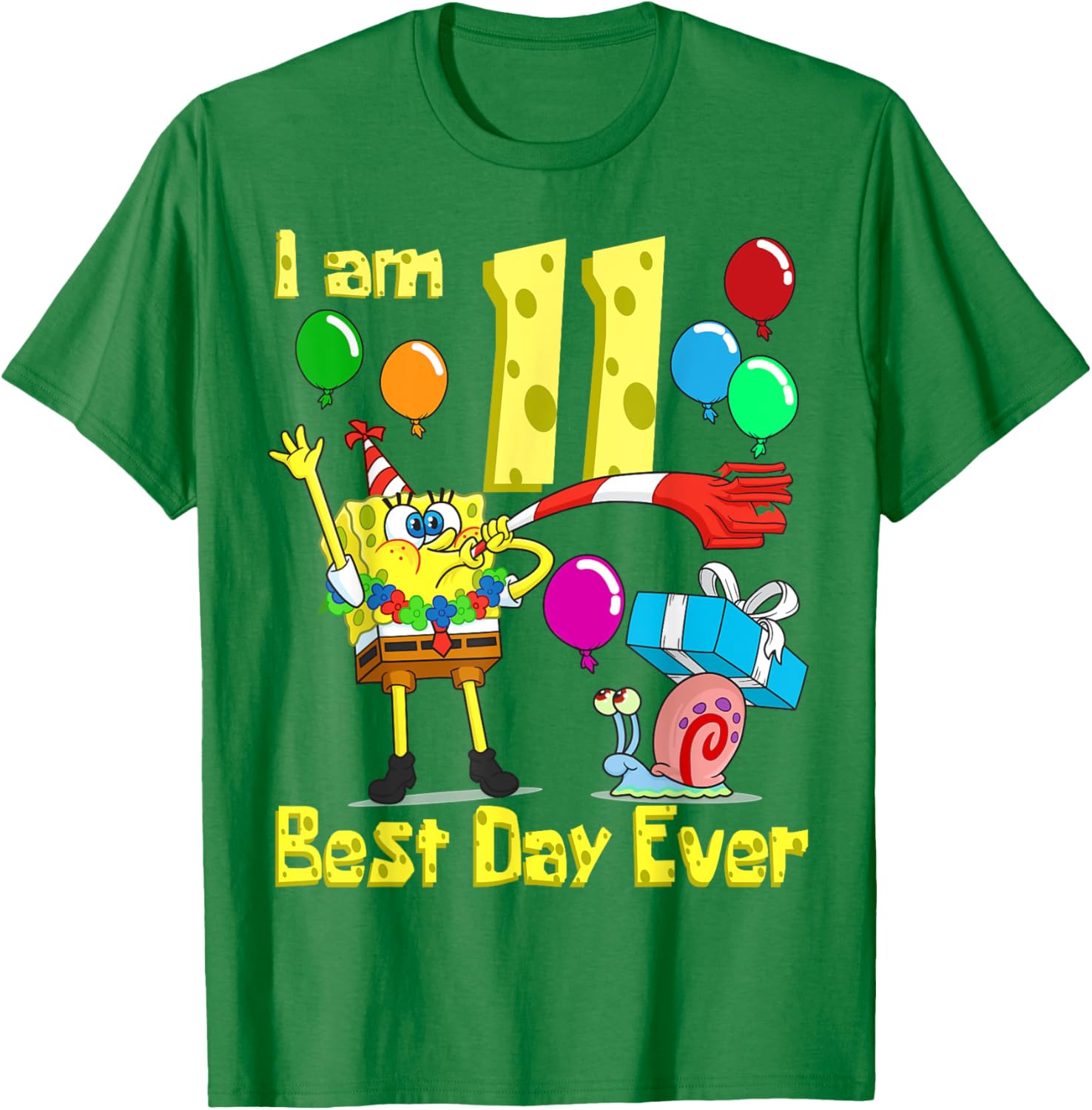 SpongeBob Birthday T-Shirt for 11 Year Olds Fun Party Apparel - 6