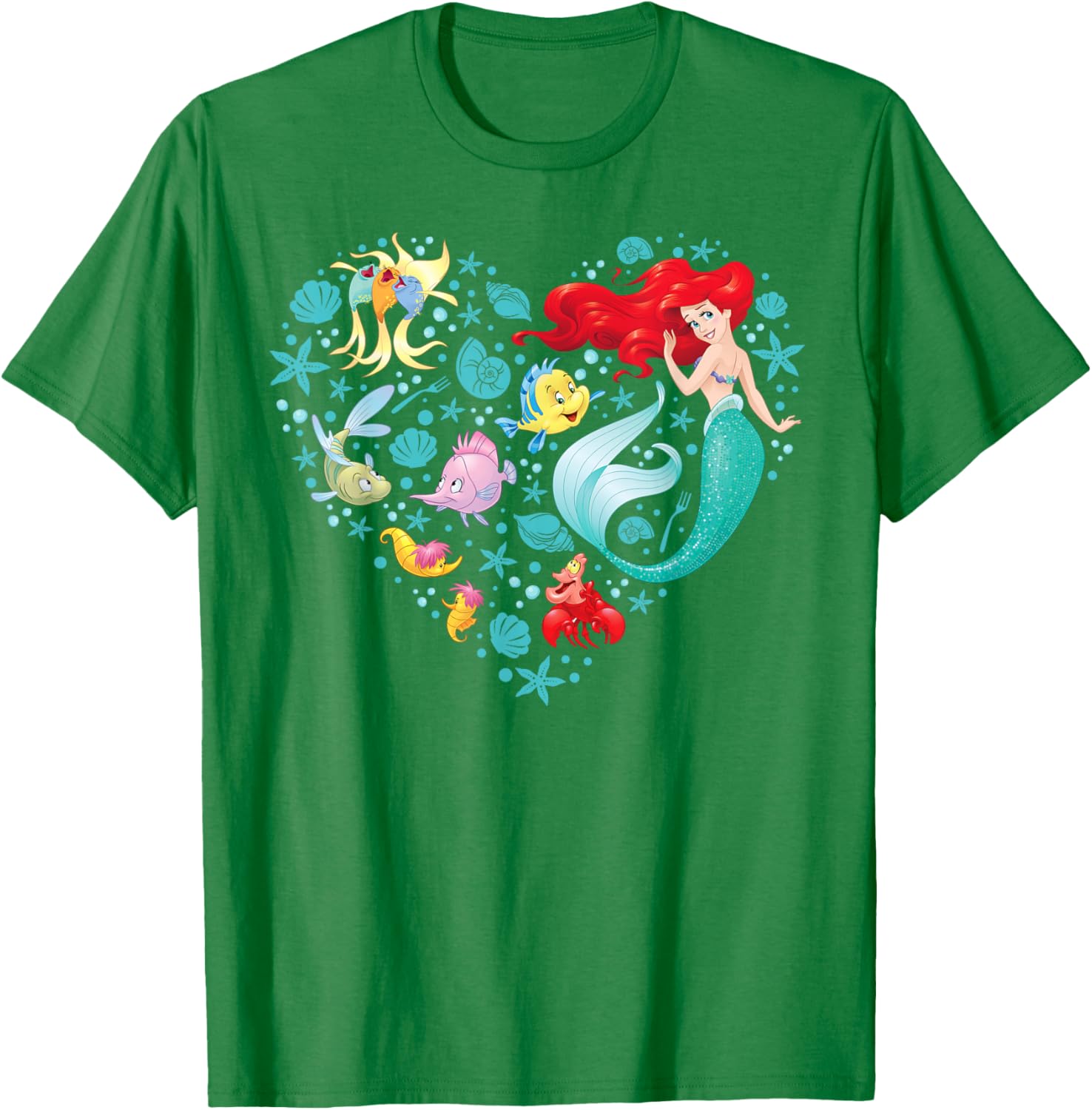 Disney Princess Ariel Flounder Sebastian Heart T-Shirt for Kids and Adults - 13