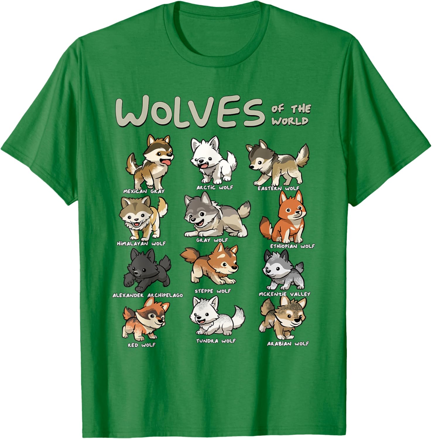 Charming Chibi Wolf T-Shirt for Animal Lovers - Cute Wolves Design - 4