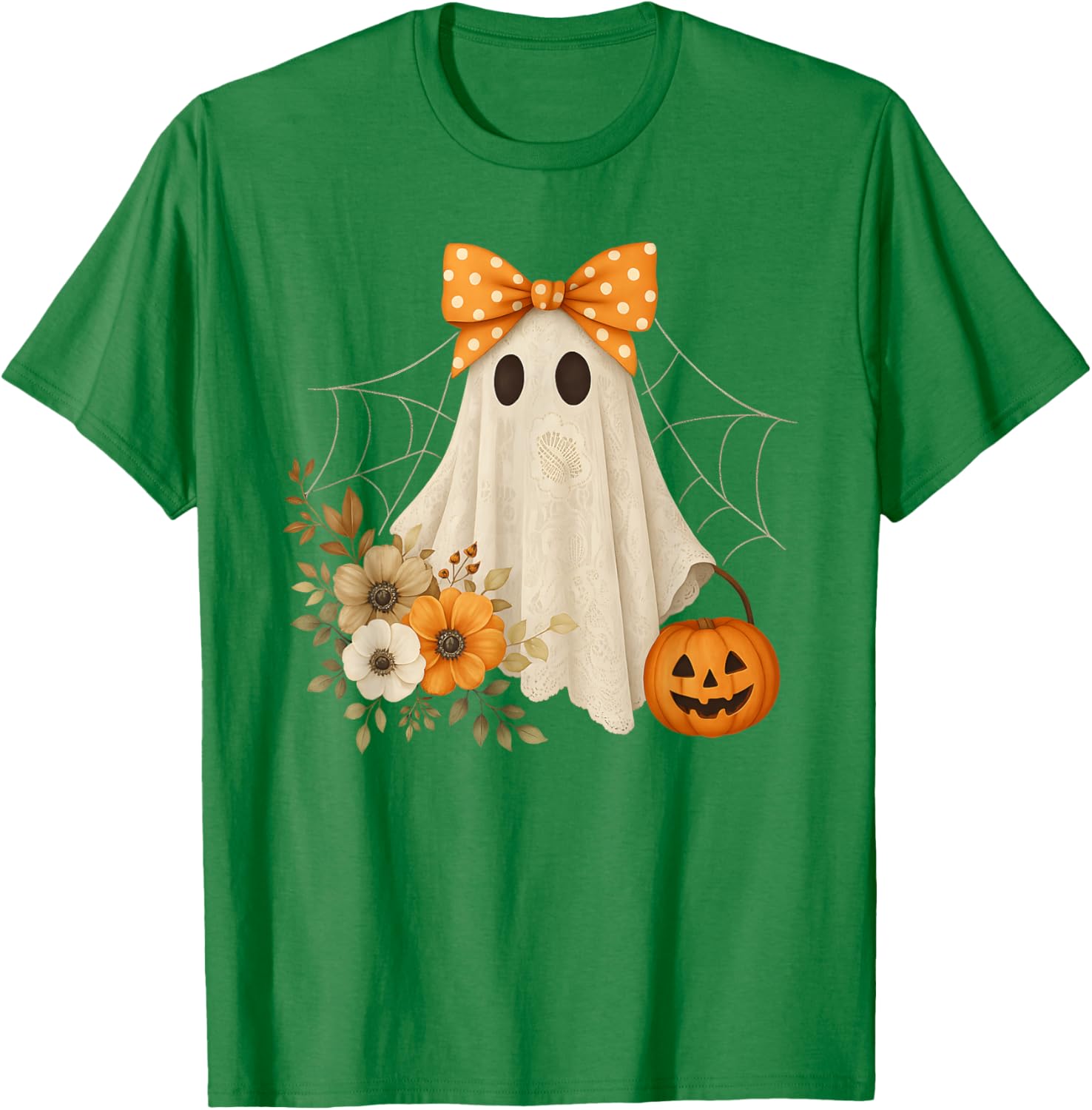Coquette Ghost Halloween Flower Lace T-Shirt for a Spooky Look - 14