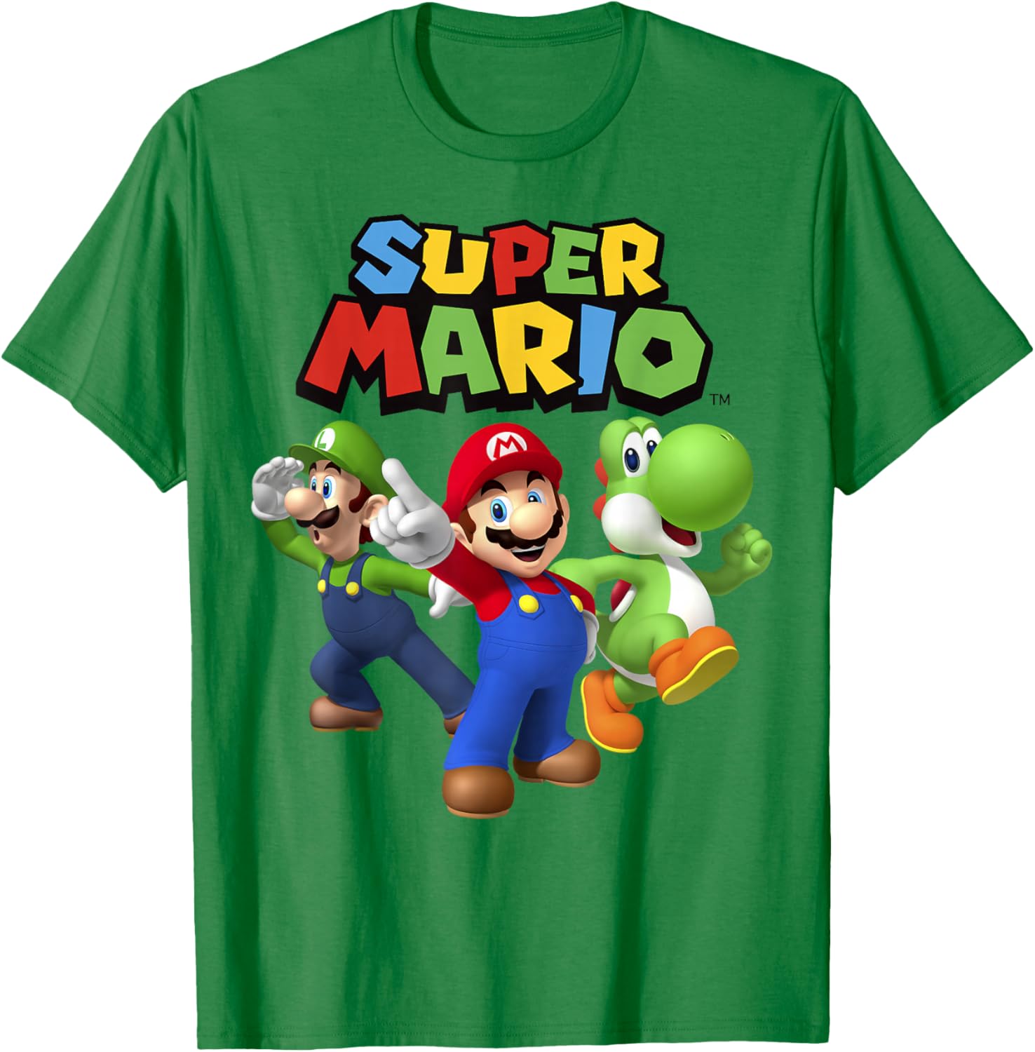 Super Mario Group Shot T-Shirt Featuring Luigi and Yoshi Fun Design - 2