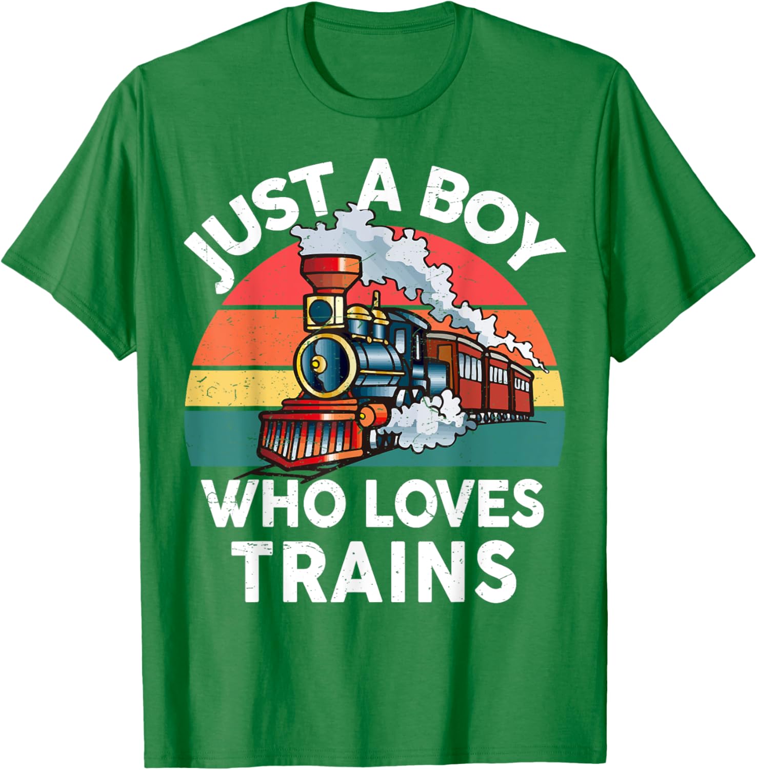 Funny Kids Train Lover T-Shirt Just A Boy Who Loves Trains Graphic Tee - 7